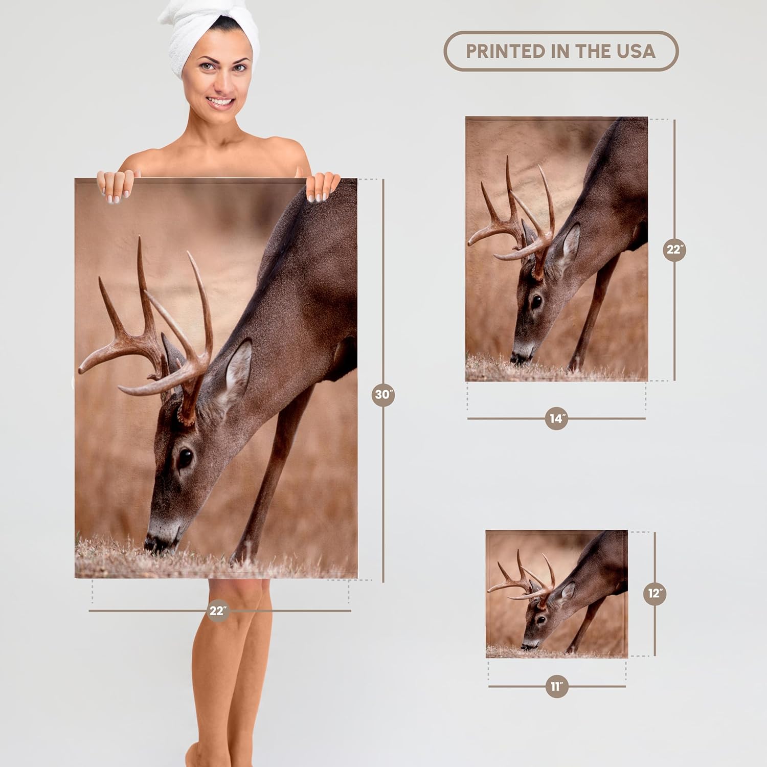 3dRose A Male Whitetail Deer grazes in a Meadow of Dry Grass in the Fall 22x30 Bath Hand Pool Towel