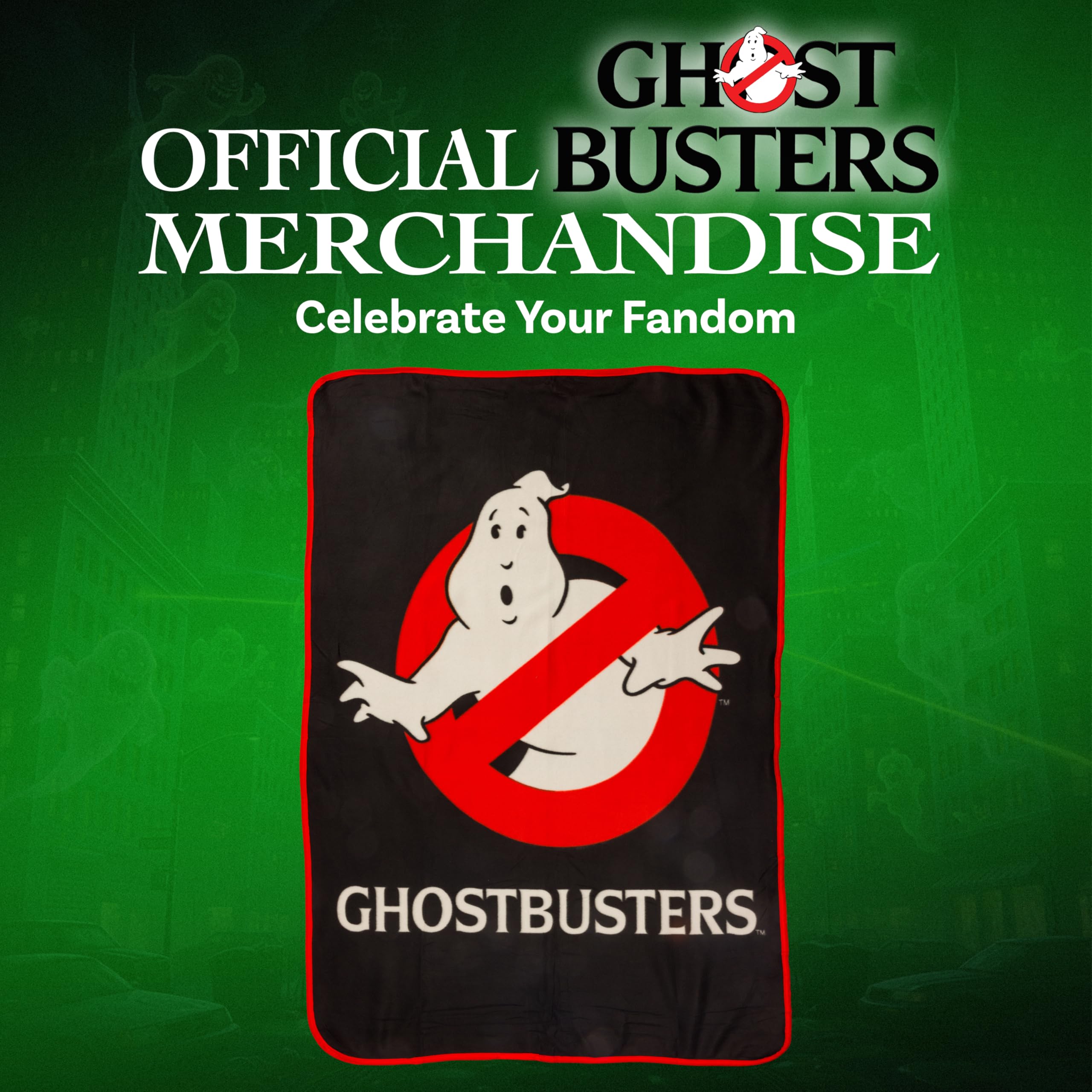 Silver Buffalo Fleece-Überwurf, Ghostbusters No Ghost Movie Logo, 114,3 x 152,4 cm, weiche und gemütliche Decke, 180 g/m²