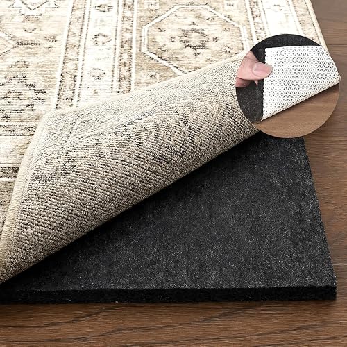 Deep Dream 1/4' Thick Felt and Natural Rubber Backing Rug Pad - Non Slip Carpet Gripper for 8 x 10 Ft Area Rugs - Protec