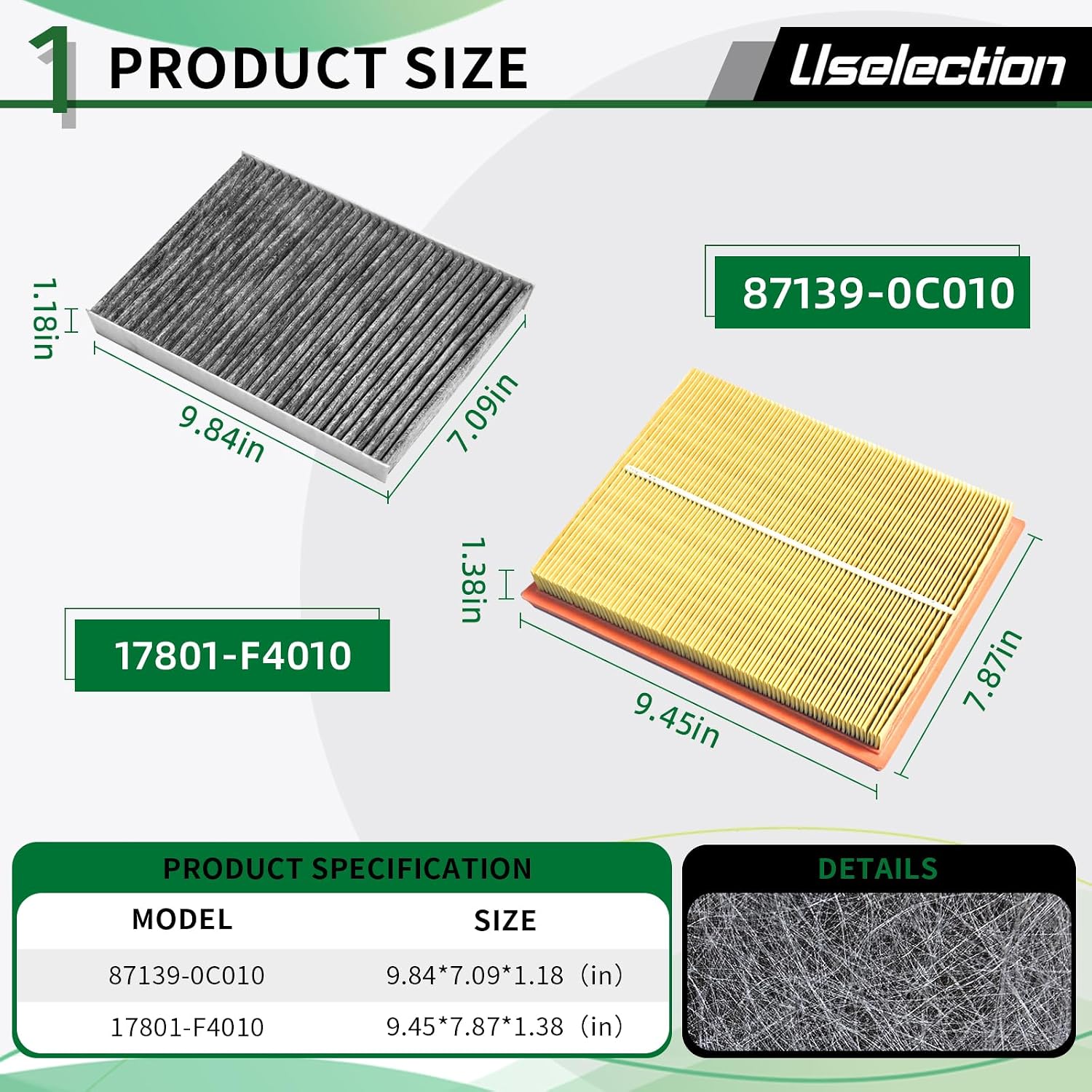 Engine Cabin Air Filter W/Activated kit for Tundra (2022 2023 2024 2025), Sequoia (2023 2024 2025), Replaces 17801-F4010, 87139-0C010, WA11653, CF12964,17801F4010, 871390C010