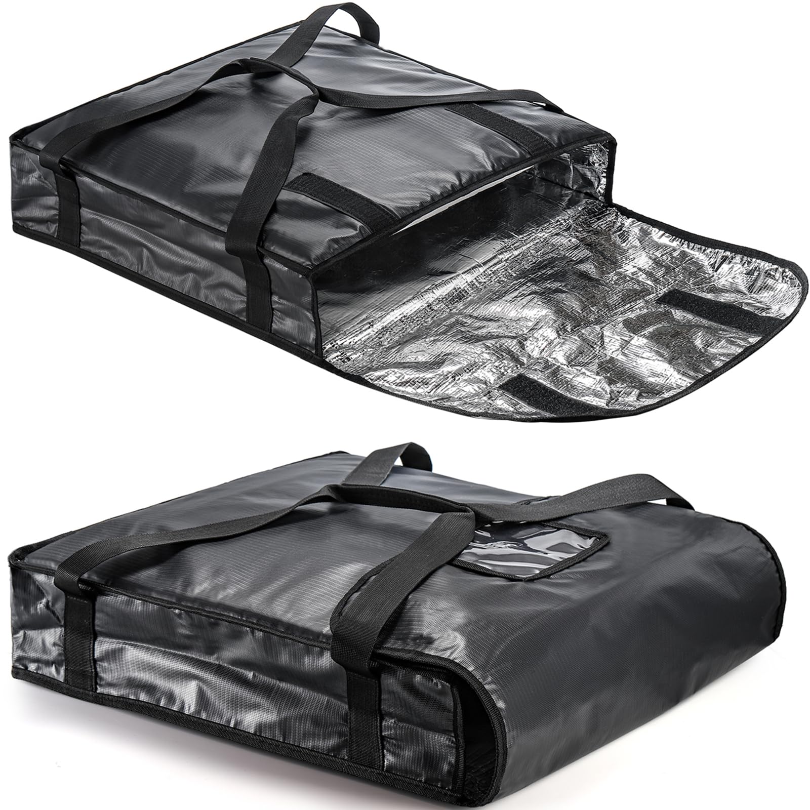 DEAYOU Bolsa para Pizza y Comida para Entrega de Pizza, Bolsa térmica Profesional para Pizza Caliente, para Transporte, Catering, sin Humedad, Resistente, 51 × 51 × 13 cm, Color Negro