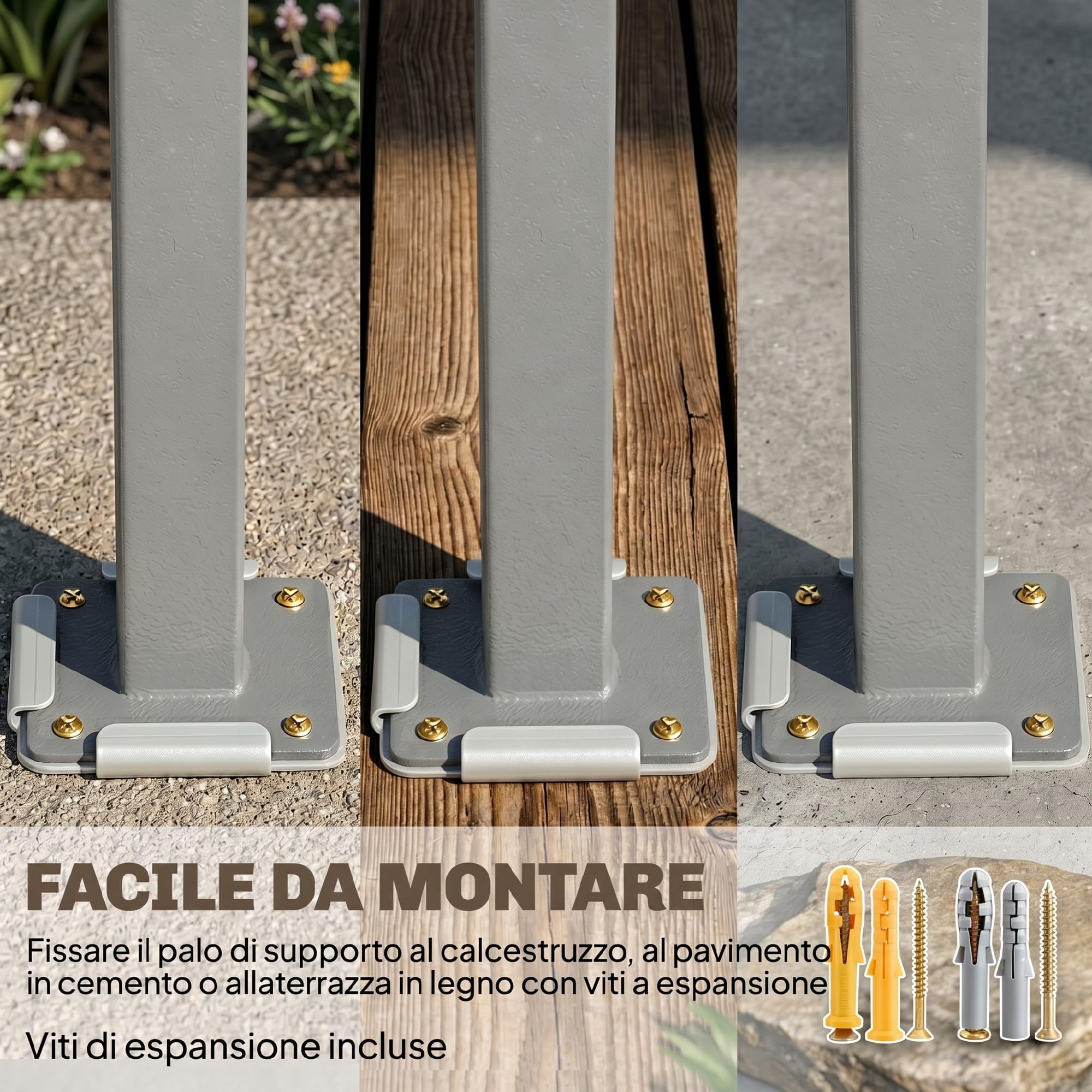Outsunny Tenda Laterale Retrattile in Alluminio 420x185 cm Protezione UV50+ Idrorepellente Grigio Scuro