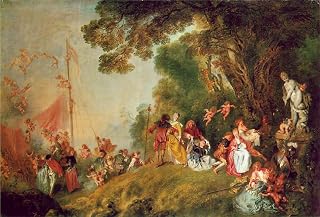 ARTTLBBS Famous Painting Picture Artwork Poster Painting Pilgrimage to Cythera by Jean-antoine Watteau Portrait Artwork for Home Decor 60x90cm