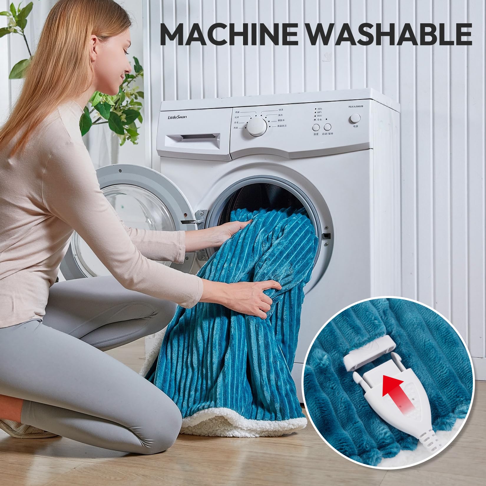 YDW Wärmedecke Heizdecke mit Abschaltautomatik - 180x130 cm Kuscheldecke Electric Blanket Wärme Beheizbare Decke Elektrische fürs Bett Überhitzungsschutz Waschbar Kuschelheizdecke - Türkis …