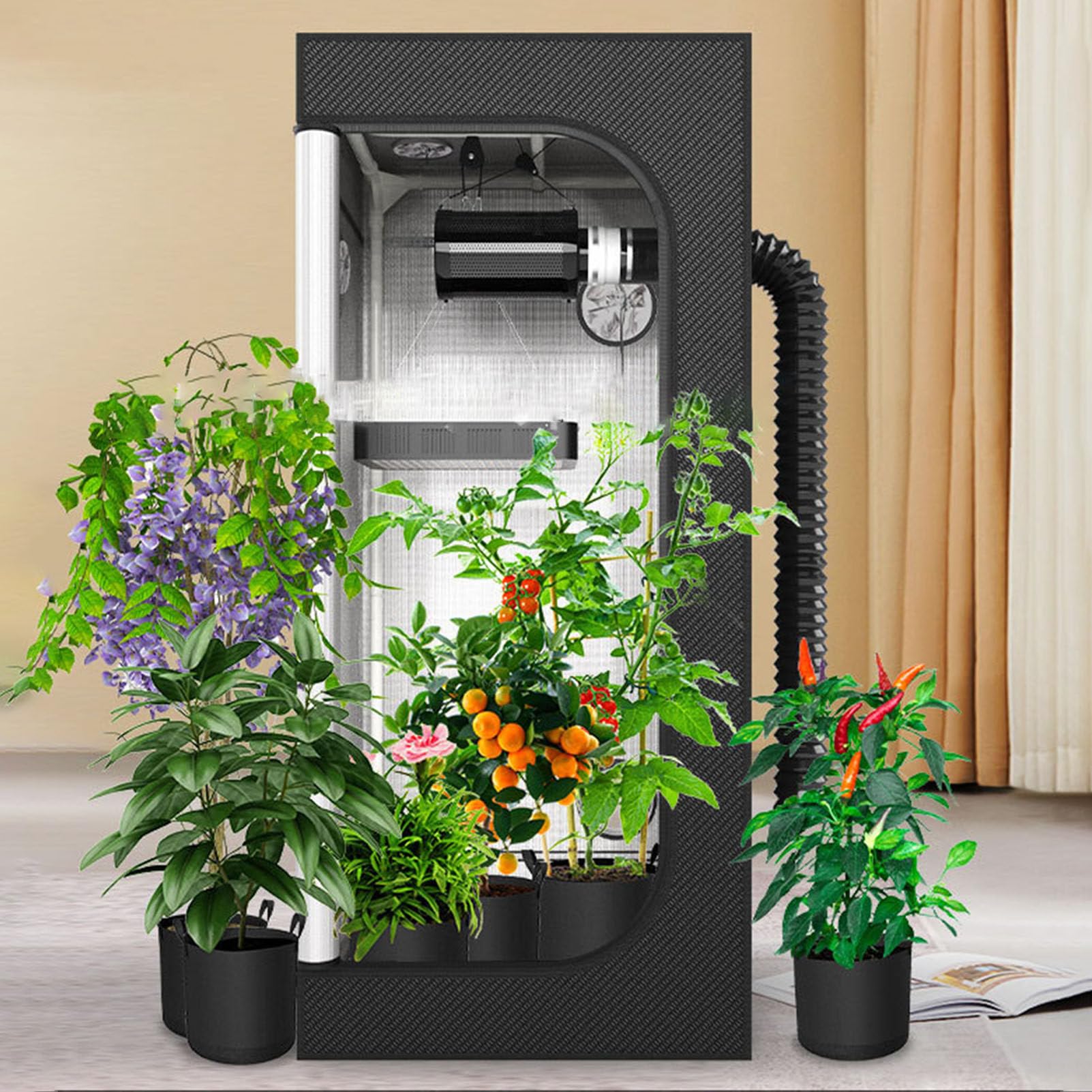 Kit de armario de cultivo inteligente con luz LED, caja de propagación, armario de cultivo, invernadero para plantas de interior,70x70x160cm