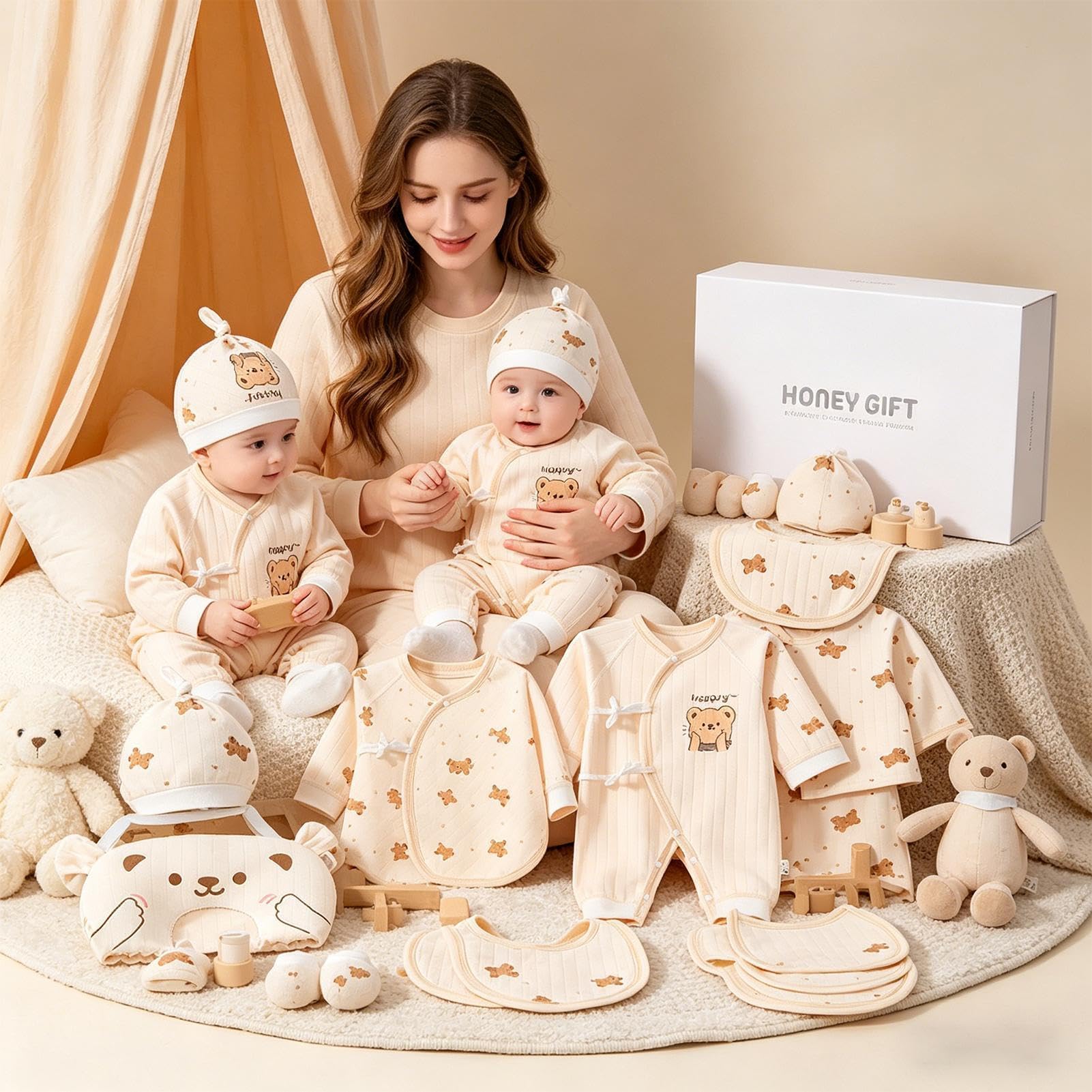 Kinderkleidungsset – Baumwolle, unisex, süßes Outfit – weich und atmungsaktiv, Kinder-Set, für Wunschfotos, Geburtstag, Mutter, Dusche, Zuhause