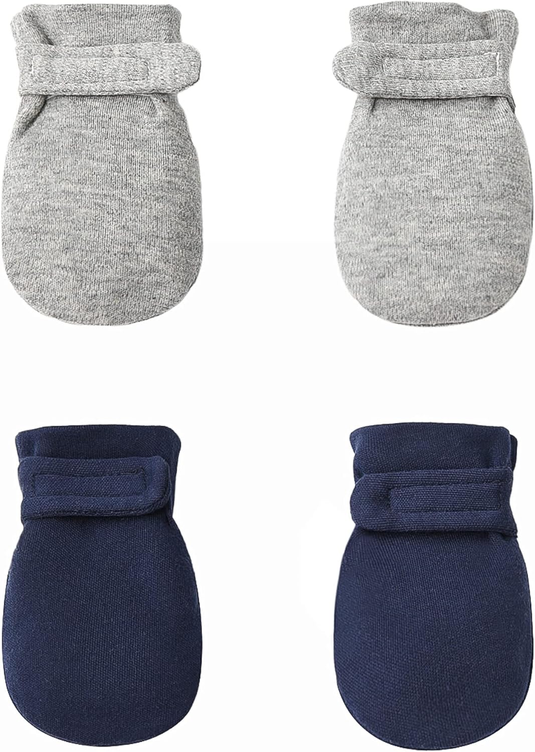 Reyow Newborn Baby No Scratch Mittens Stay On, 100% Cotton Breathable, Adjustable Infant Gloves for Baby Boys Girls Mittens