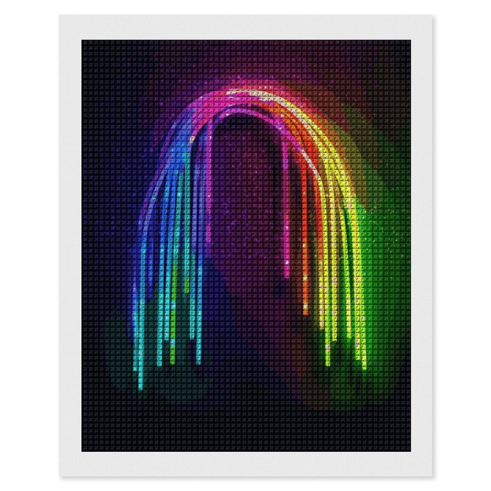 FodPand Rainbow Neon 5D Diamond Painting Kits for Adults Beginners Full Drill Square Diamond Dots Pictures Gem Art Supplies for Home Wall Room Decoration DIY Craft Set Gift 16x20