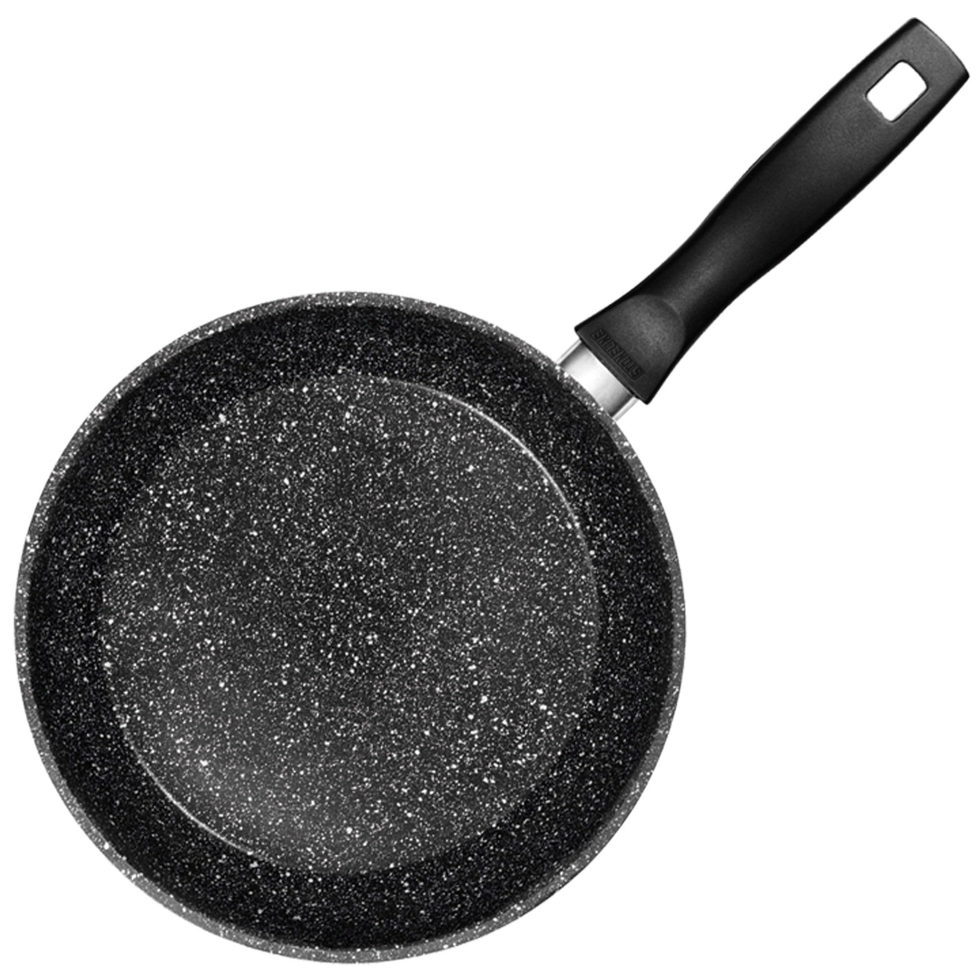 STONELINE Poêles, Set de 2, 24/28 cm, Revêtement Antiadhésif avec de vraies particules de pierre, compatible à l'induction et au four, gris, cuire sans huile et graisse