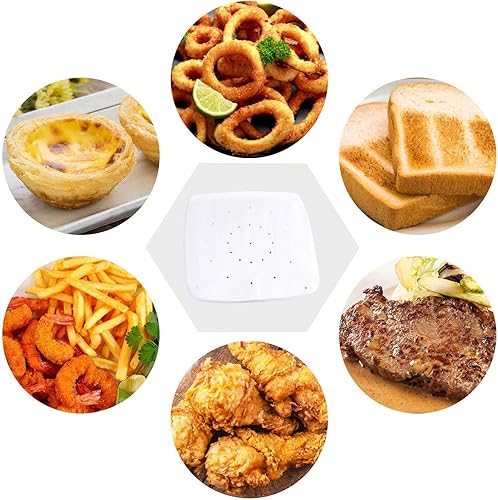 Miniatura 7 de Revestimientos de papel pergamino para freidora de aire (11 x 11 pulgadas), cuadrados, 100 unidades, sin blanquear, compatibles con freidora de aire