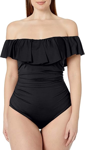 La Blanca Women S Ruffled Bandeau One Piece Swimsuit Black 18w At Amazon Women S Clothing Store