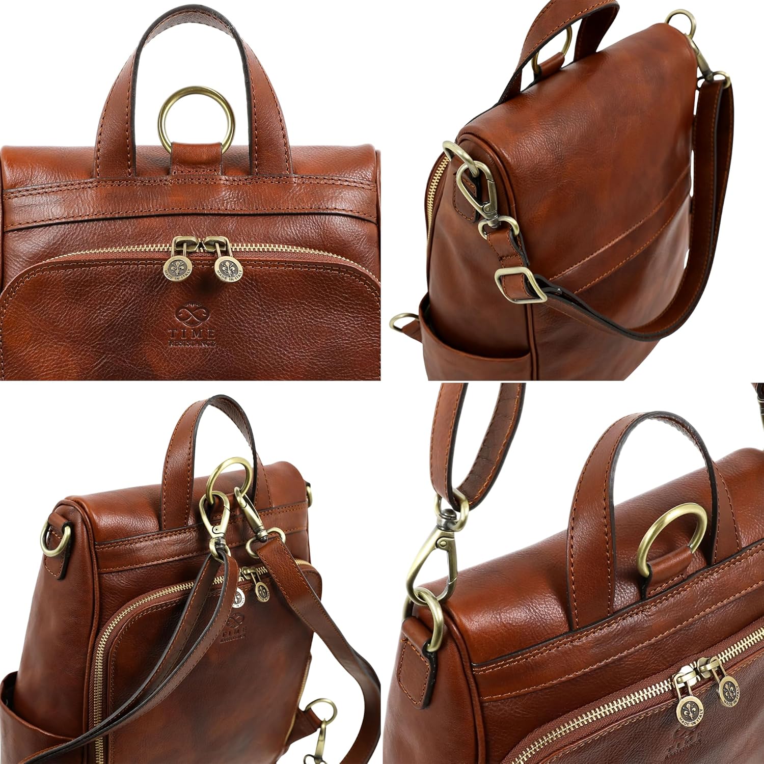 Time Resistance Leather Backpack for Women - Full-grain Leather Convertible Backpack Purse to Crossbody Bag
