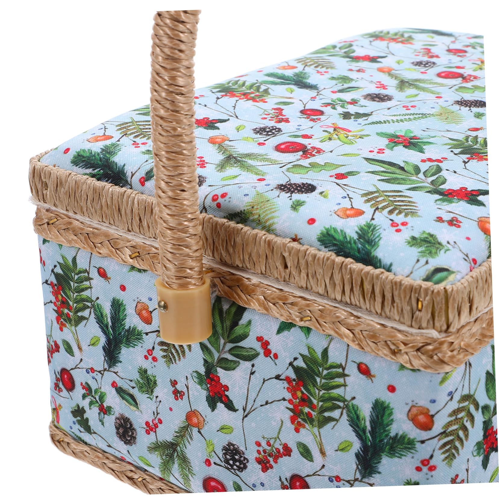 Cesta de Costura Grande con Diseño Navideño Organizador Portátil para Almacenamiento de Suministros de Costura Caja con Asa para Bordado Casa y Viajes