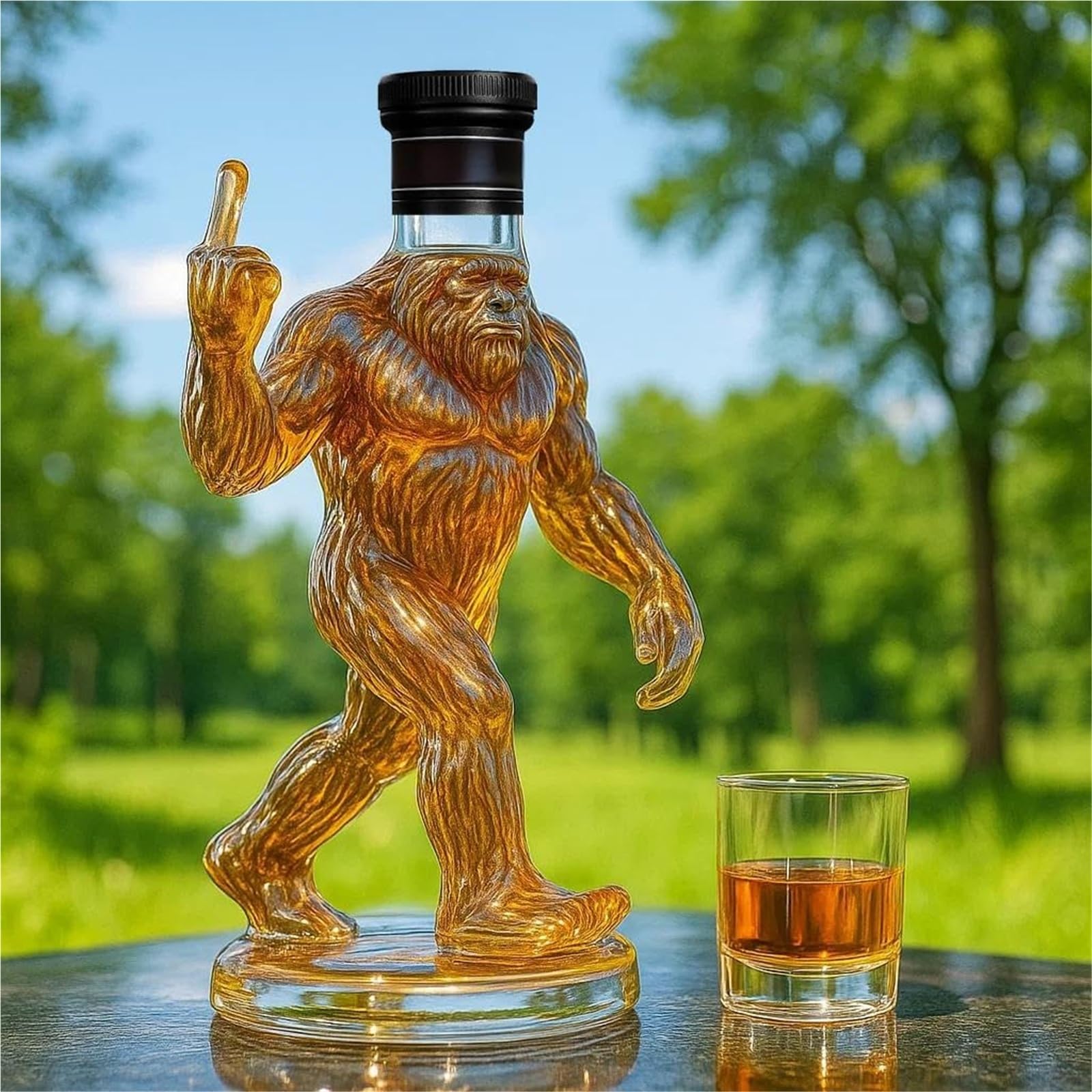BCJMKDX Decanter, 300ML 3D Gorilla Whiskey Bottle Glass Whiskeys Decanter, Funny Animal Liquor Dispenser(B)