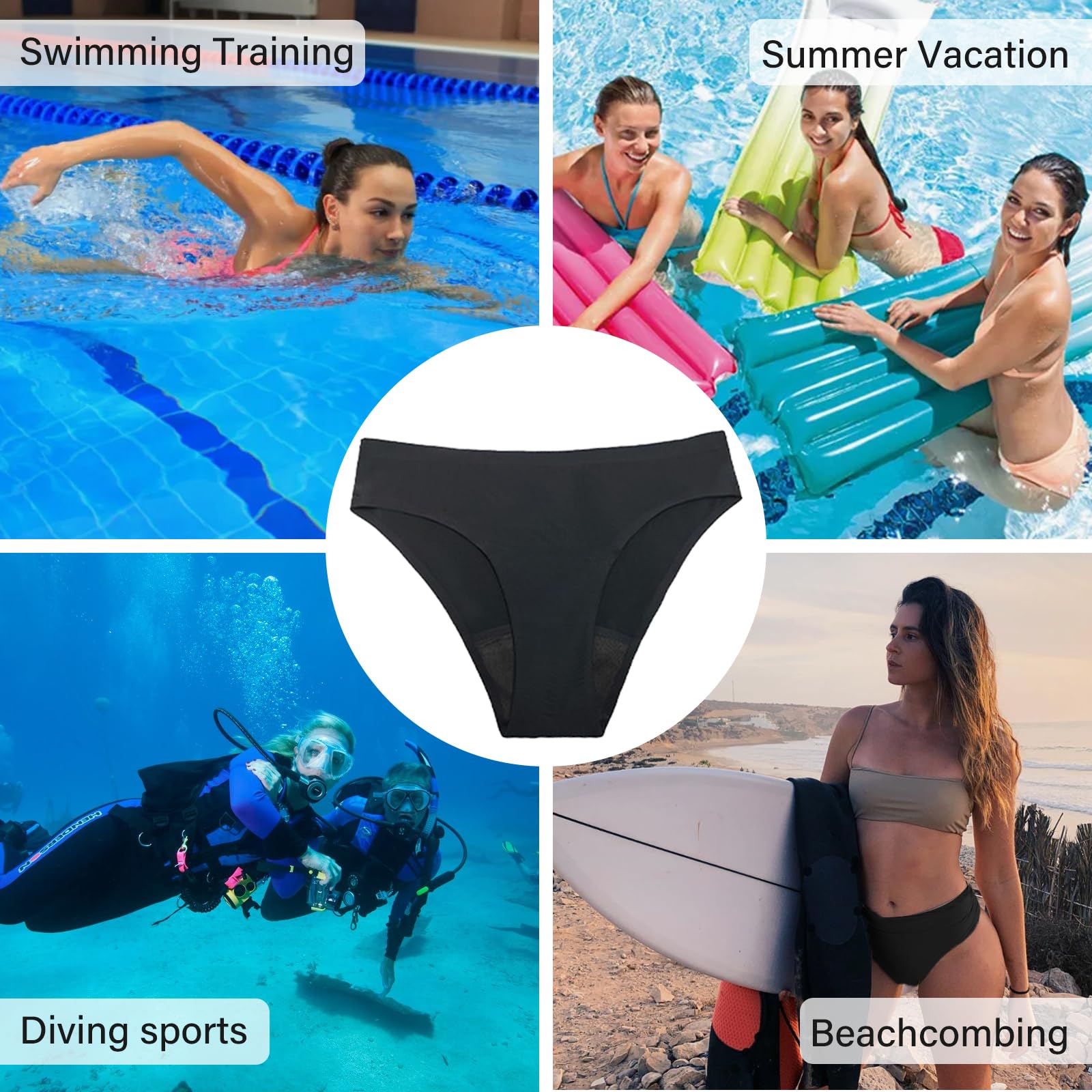 TOGETDREAM Bielizna okresowa, bielizna okresowa, majtki bikini, damskie menstruacja, szczelne szorty kąpielowe, miękka bielizna dla dziewcząt i kobiet