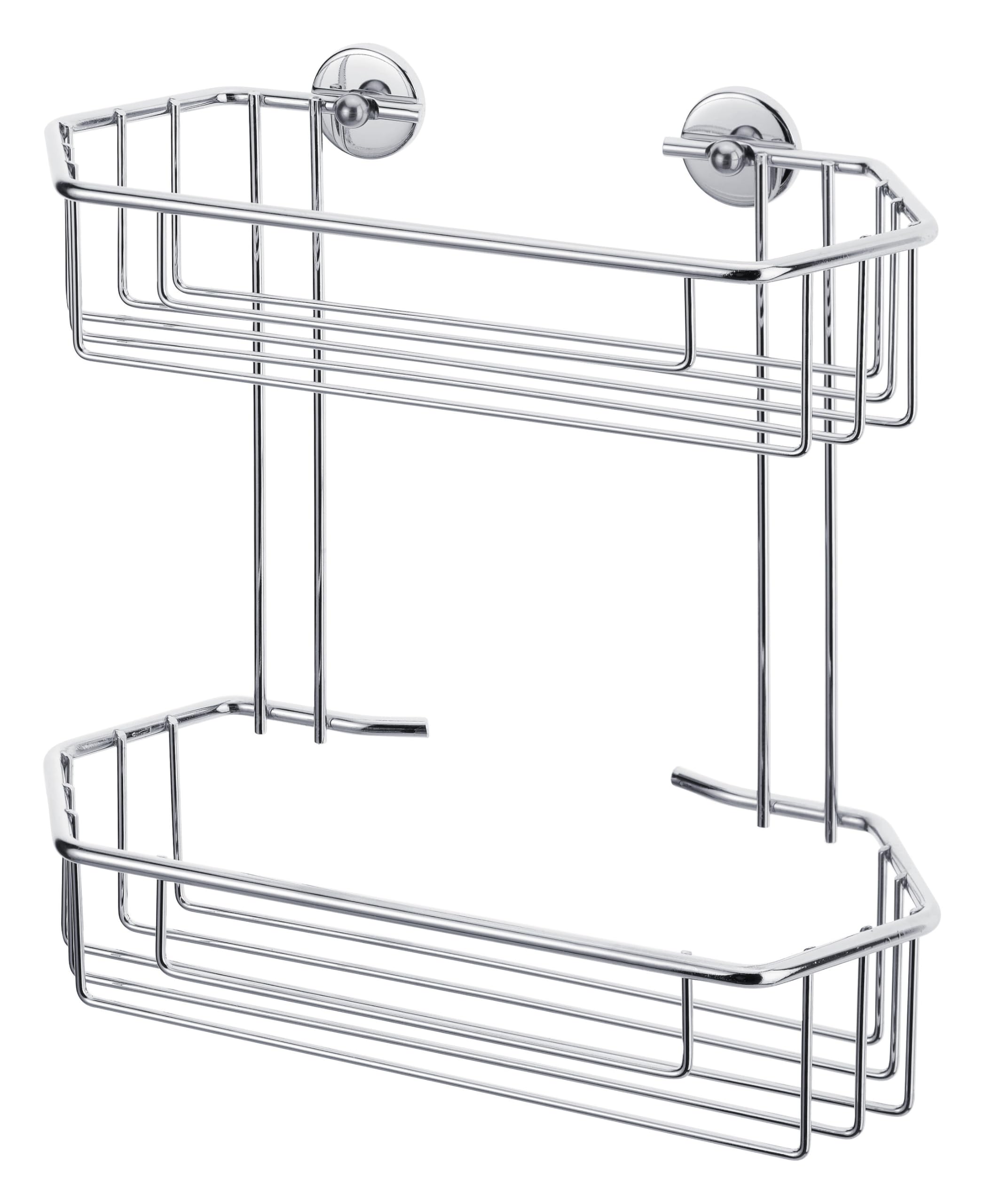 tesa Baath metal shower caddy chromed steel self-adhesive adhesive mounting technology 278mm x 270mm x 125mm
