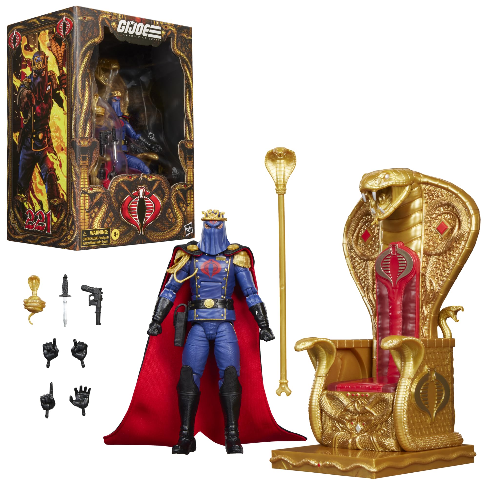 G.I. Joe Classified Series n. 221, Comandante Cobra in uniforme, action figure da 15 cm da collezione, set con 9 accessori incluso il trono