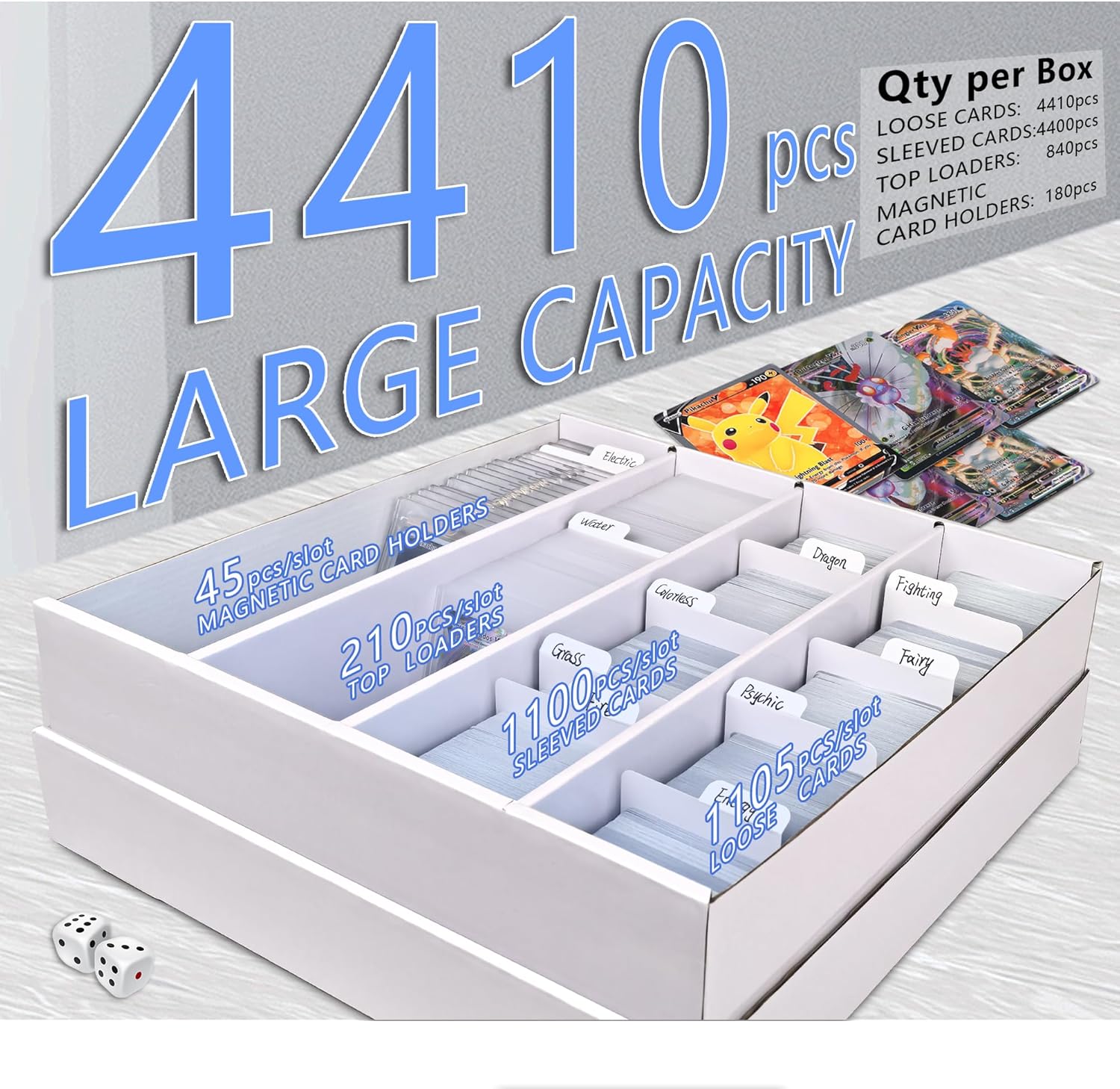 YYDS 4 Pack Trading Card Storage Box,4400 Count Card Storage Box,Baseball Card Storage with dividers & labels for Magnetic Card Hold/Top Loader/Loose Card