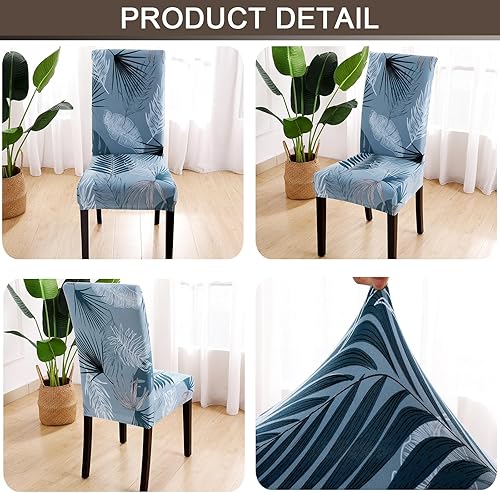 Miniatura 10 de Juego de 6 fundas para sillas de comedor, elásticas, de elastano suave, extraíbles, lavables, para comedor (años hermosos, rojo, juego de 6)