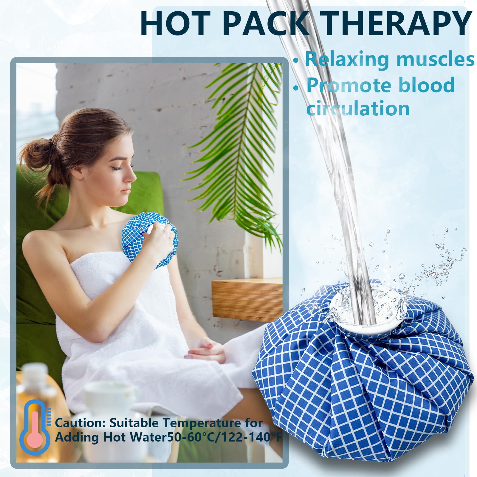 Bolsa de hielo reutilizable para lesiones: proporciona terapia de frío duradera para aliviar el dolor, incluye 3 tamaños diferentes de paquetes de hielo (6 pulgadas/9 pulgadas/11 pulgadas) para