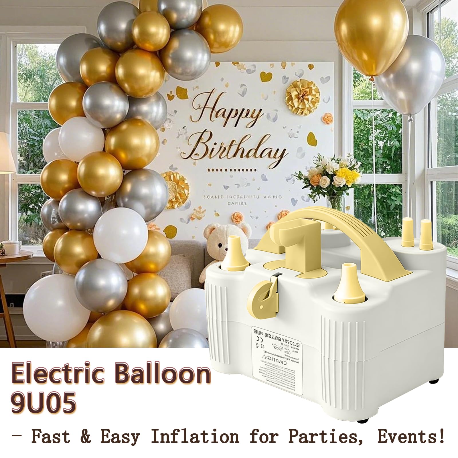 4in1 Ballonpumpe Gold Weiß