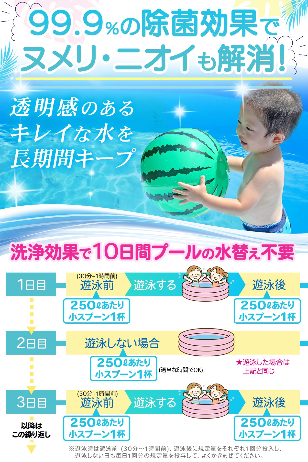 Amazon.co.jp: 【圧倒的コスパのたっぷり300杯分】家庭用プール 除菌剤