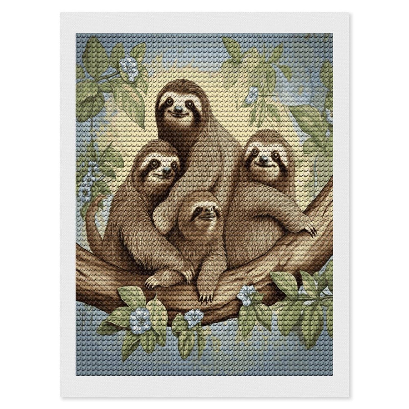LDGSUPH Sloth Family Diamond Painting Kits for Adults Paint with Diamond Pictures Art DIY Full Drill Diamond Dots Painting Personalized Diamond Photo for Home Wall Decor Gift 12"x16"