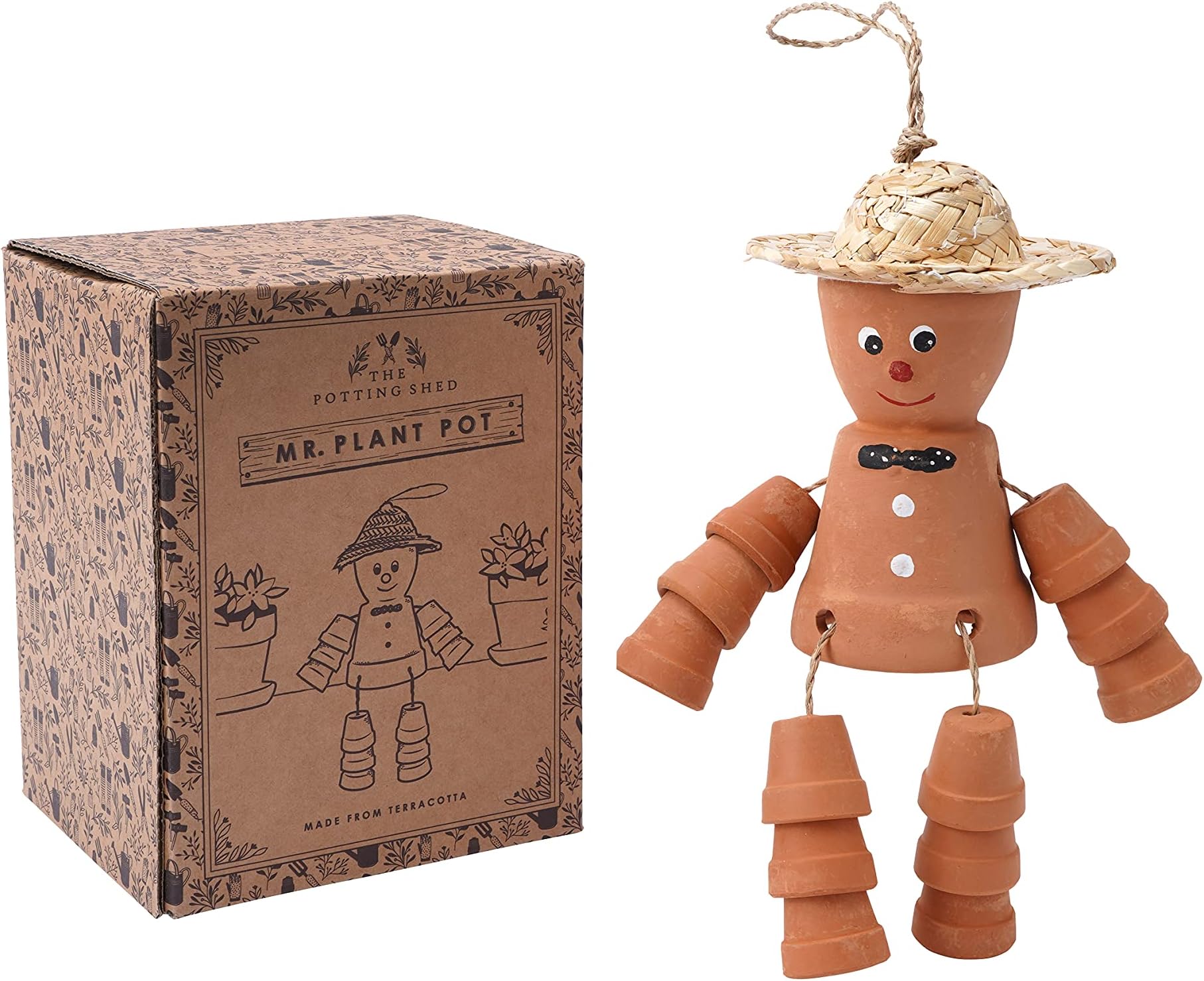 CGB Giftware | Terracotta Plant Pot Man | Garden Feature Object Feature Sitting or Hanging Ornament | The Potting Shed collection | GB06044