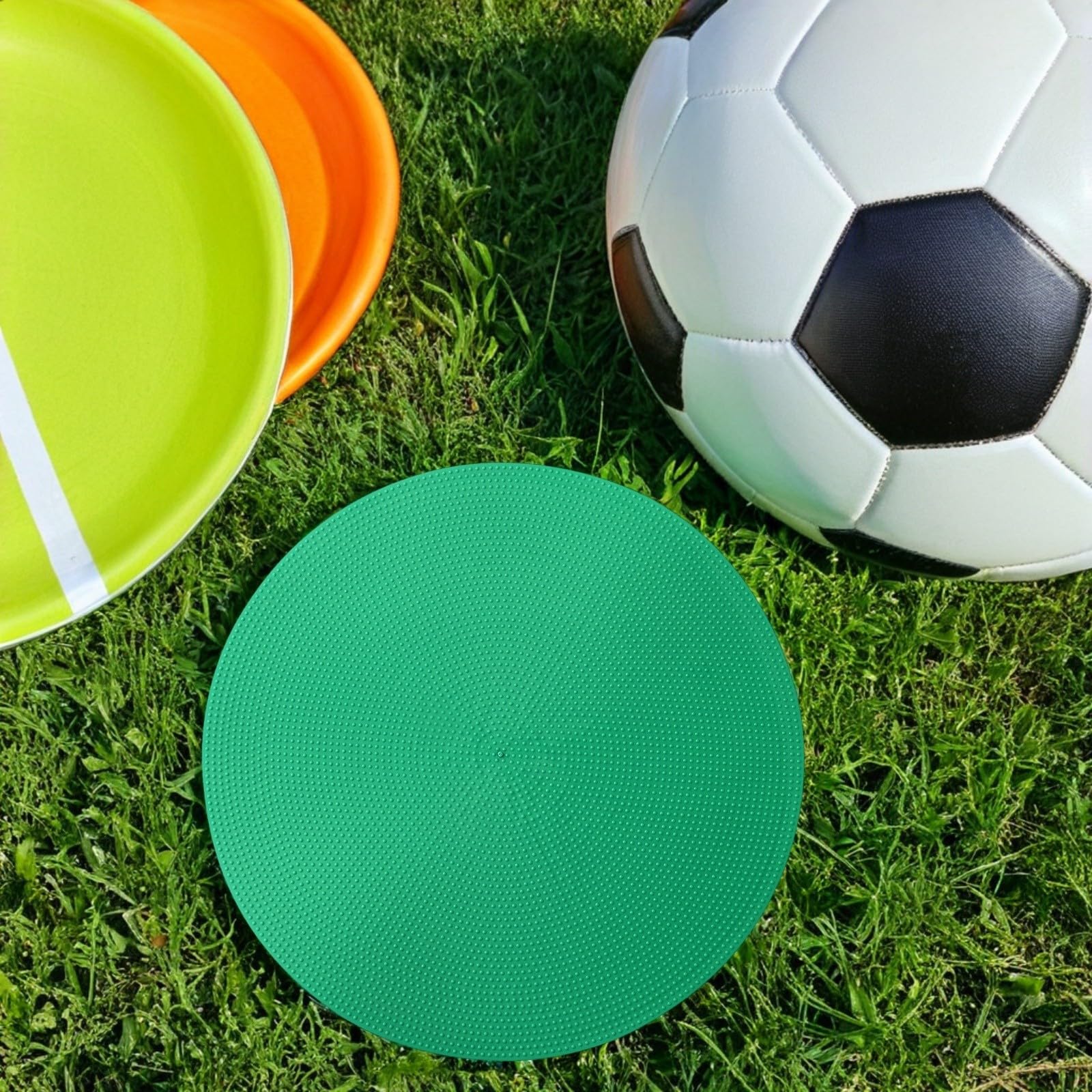 SEWACC 18 Piezas Marcadores de Disco Planos de 23cm para Entrenamiento de Fútbol Diseño Compacto y Construcción Resistente al Clima, Ideales para Práctica y Actividades en Aula