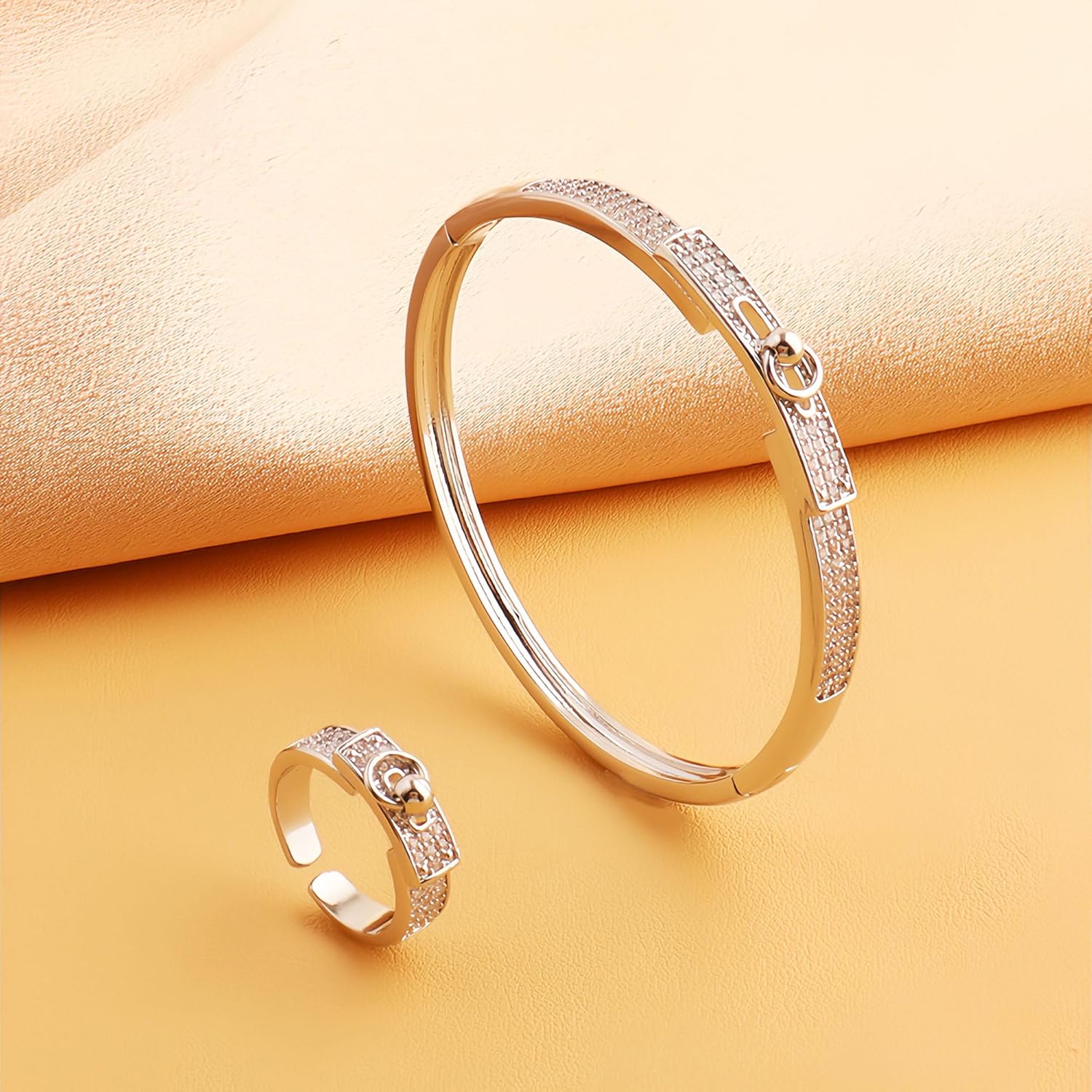 Gold Bracelets for Women Friendship Love Bangle Bracelets Cubic Zirconia Stainless Steel Bracelet Jewelry Birthday Gifts for Women - Image 5