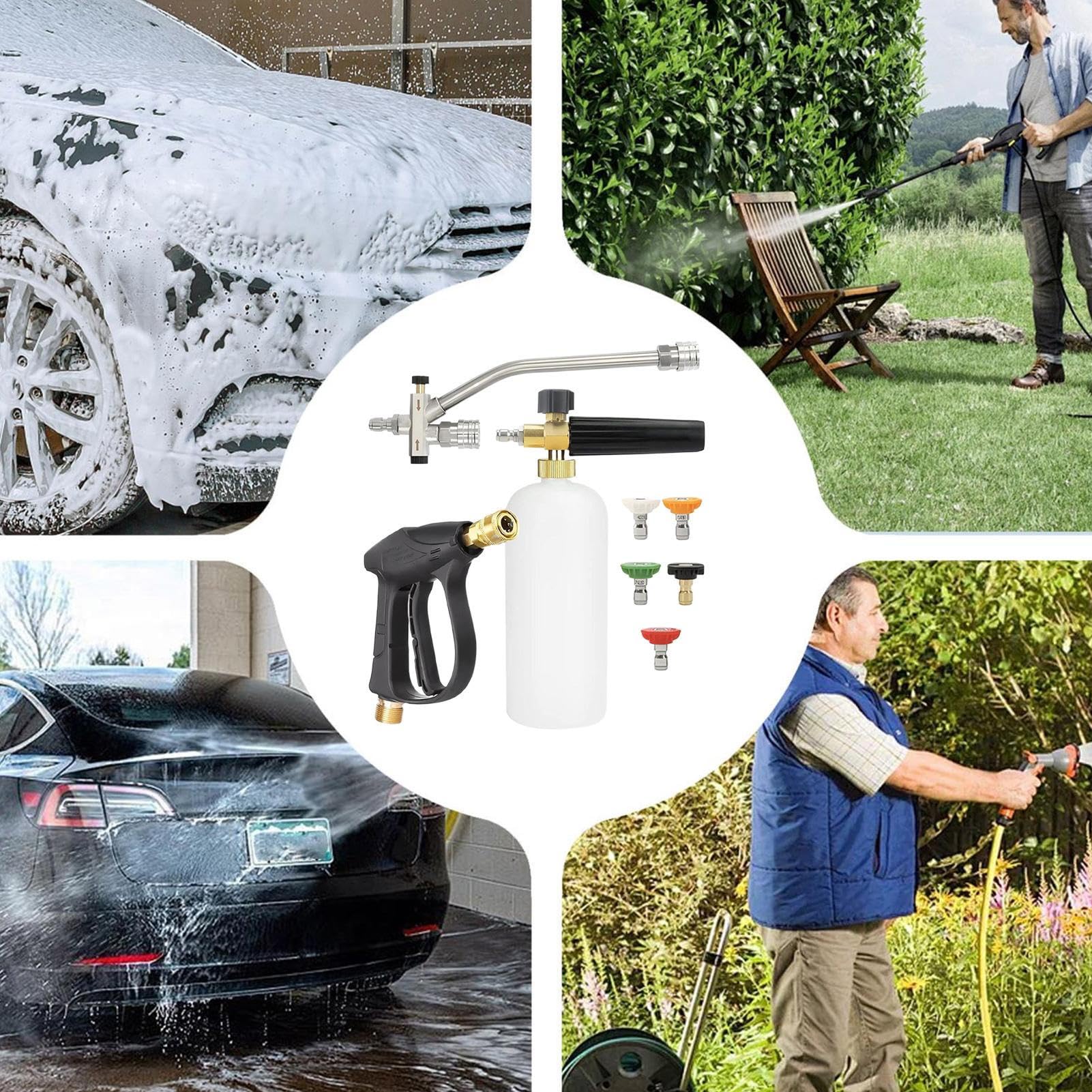 Lanza Espumadora Para Hidrolimpiadora Conector Para Canón De Espuma | Accesorio Conector Doble Cabeza Para Limpieza Detallada De Jardín Y Hogar