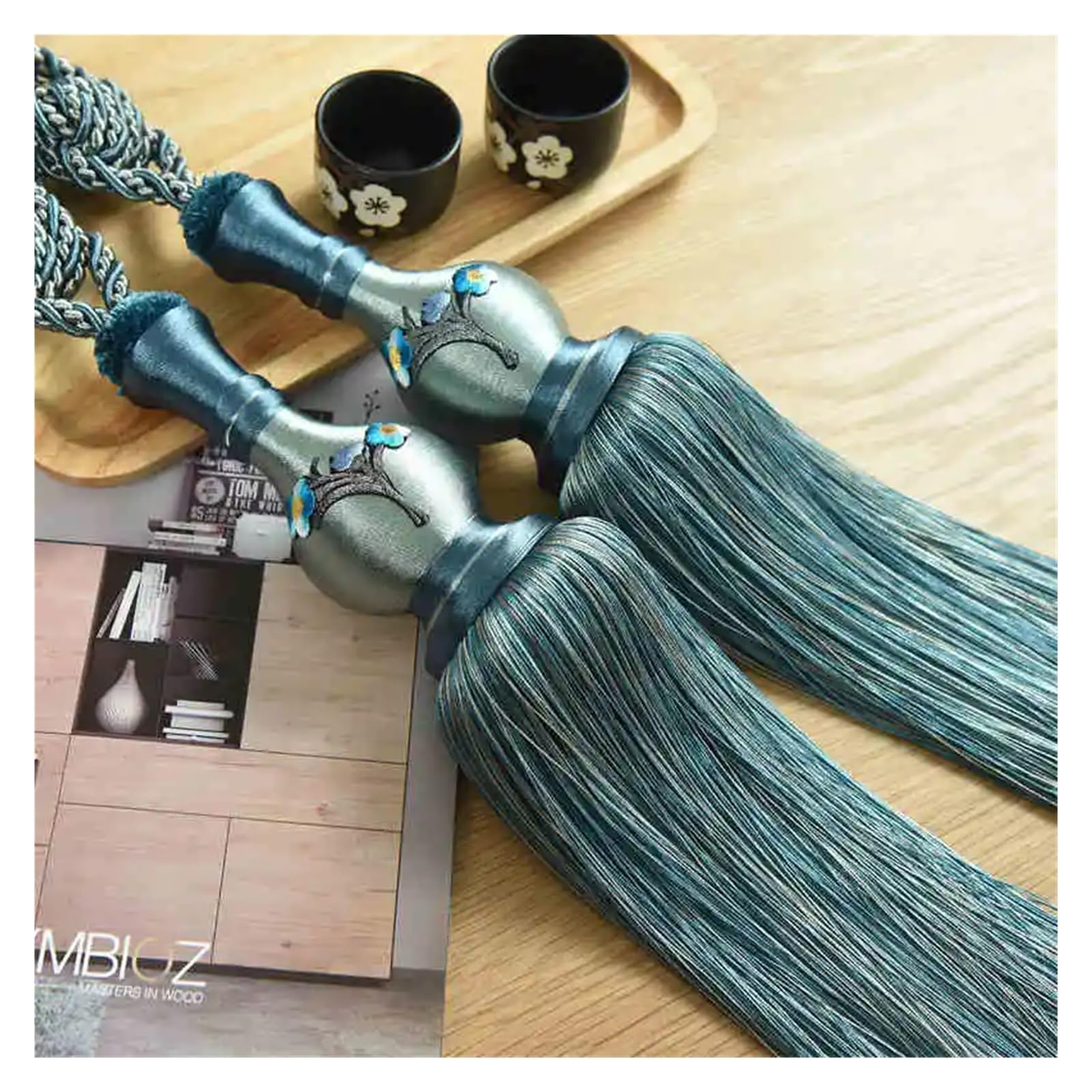 2 sztuk/para krawat do zasłon paski haki uchwyt wiszące liny pas akcesoria do zasłon Tiebacks Tassel Fringe Brush Home Decor(Khaki)