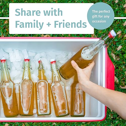 Miniatura 8 de Otis Classic Botellas de vidrio con tapas, juego de 6 botellas de vidrio transparentes con tapas de cerámica para almacenar kombucha, licor, jarabe,