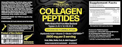 Miniatura 2 de FREZZOR Péptidos de colágeno con UAF1000+, 100% fuente de ganado neozelandés alimentado con pasto, hidrolizado, articulaciones, piel, cabello y