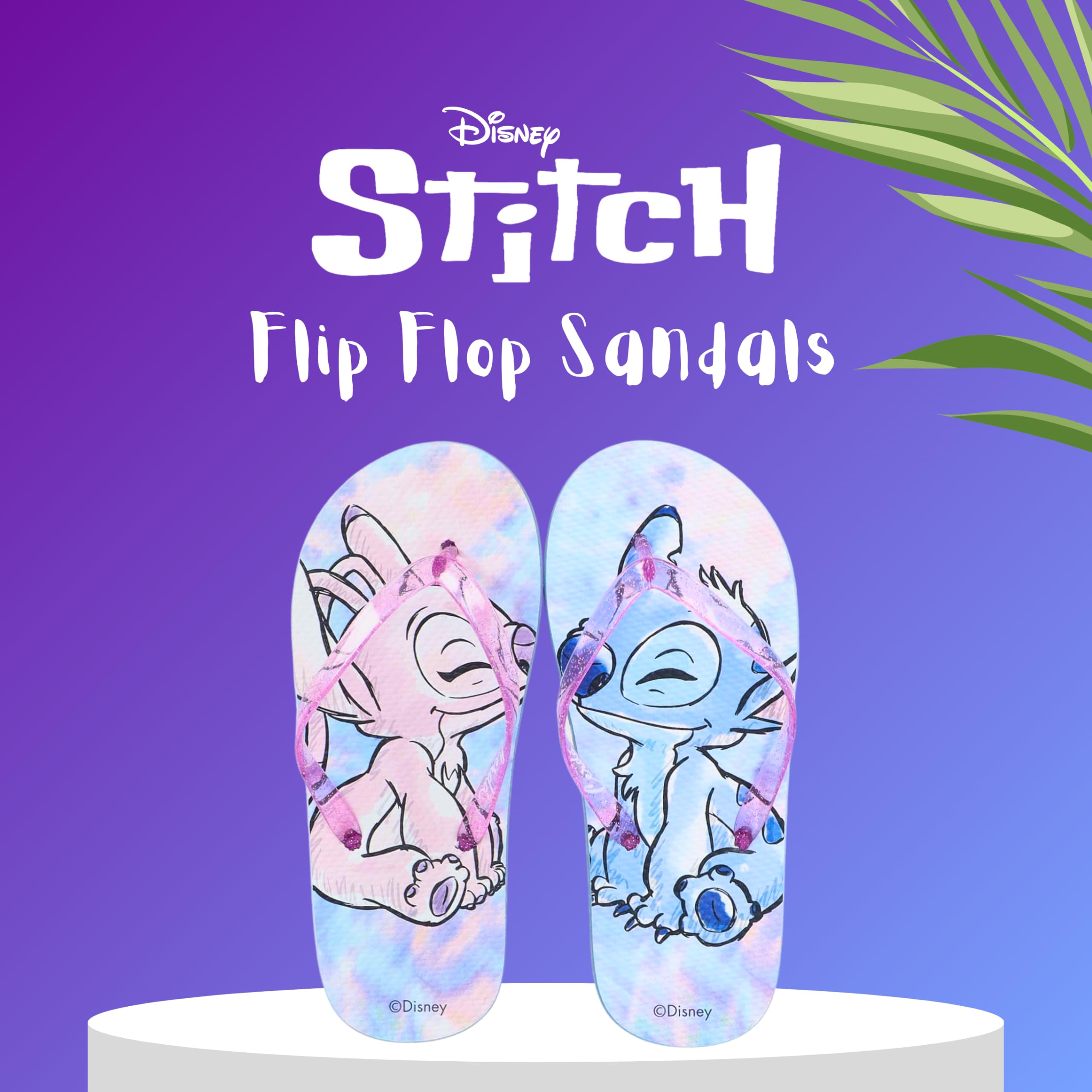 Disney Stitch Flip-Flops für Mädchen, Sommer Sandalen Zehentrenner mit Stitch und Angel, Größe EU 28/29, D-LS-6369
