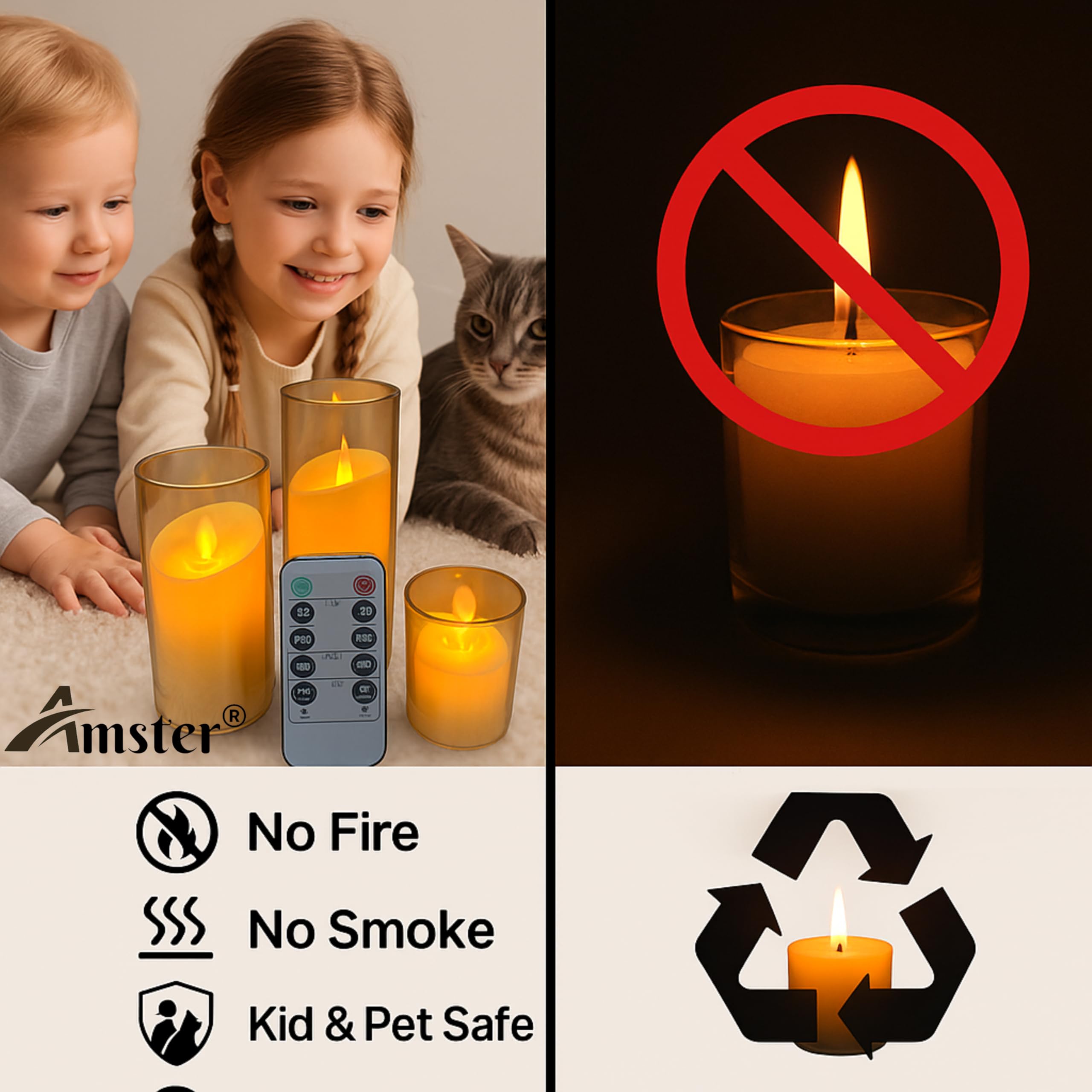 Amster LED Flameless Tealight Candles – Warm White, Battery Operated Decorative Lights for Diwali, Home & Wedding Décor – Safe, Smokeless & Reusable (AURAGLOW Candles, Pack of 1) 4