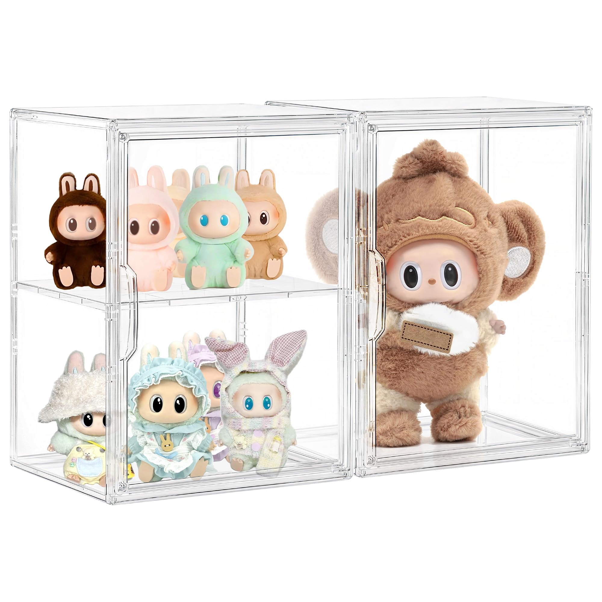 Large Clear Acrylic Figure Display Case for Collectibles 2 Pack
