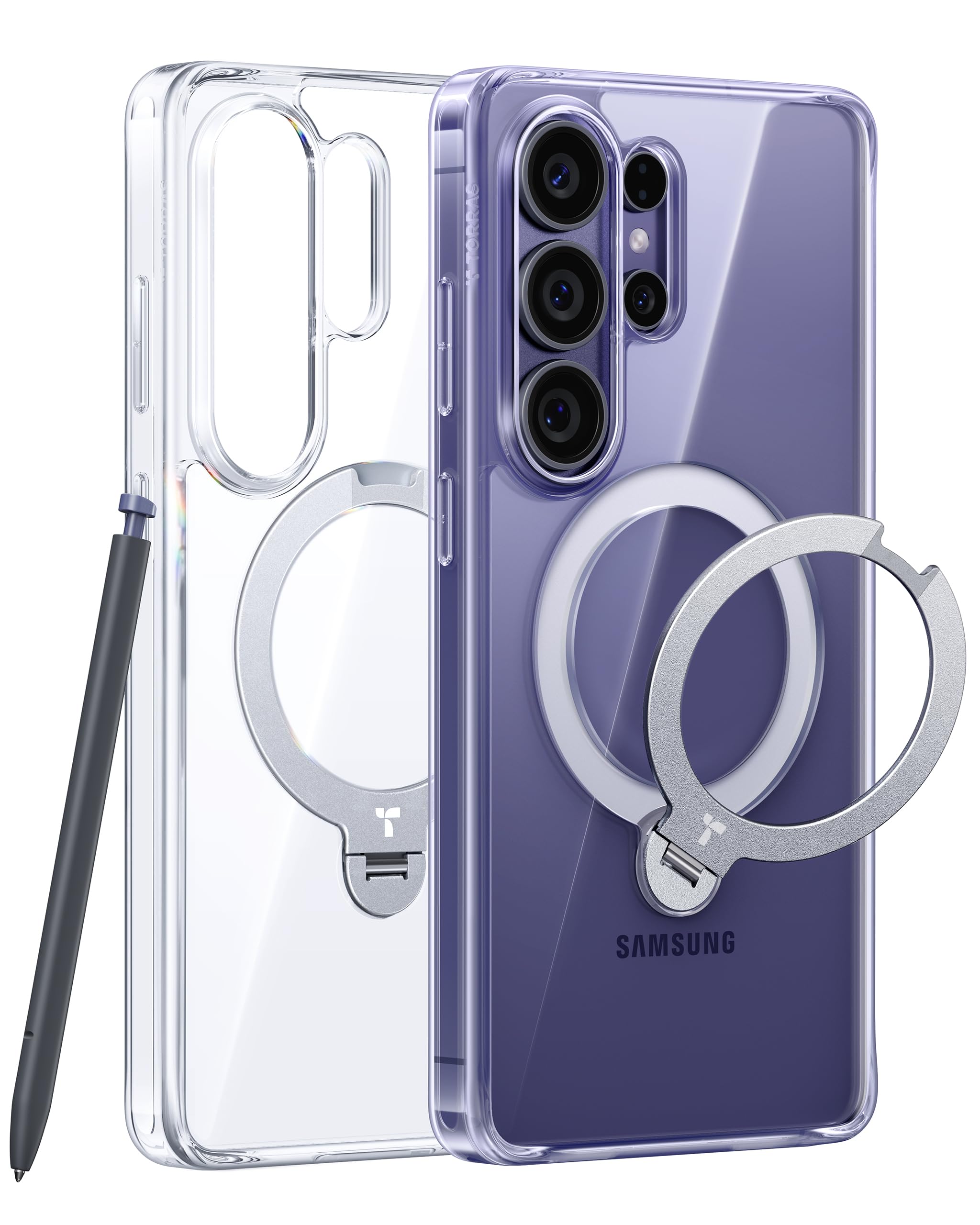Photo 1 of TORRAS Q3 Spin for Samsung Galaxy S26 Ultra Case with Kickstand, Compatible with Magsafe, Slim Hard PC Protective S26 Ultra Clear Case with 360 Magnetic Stand, Transparent Clear