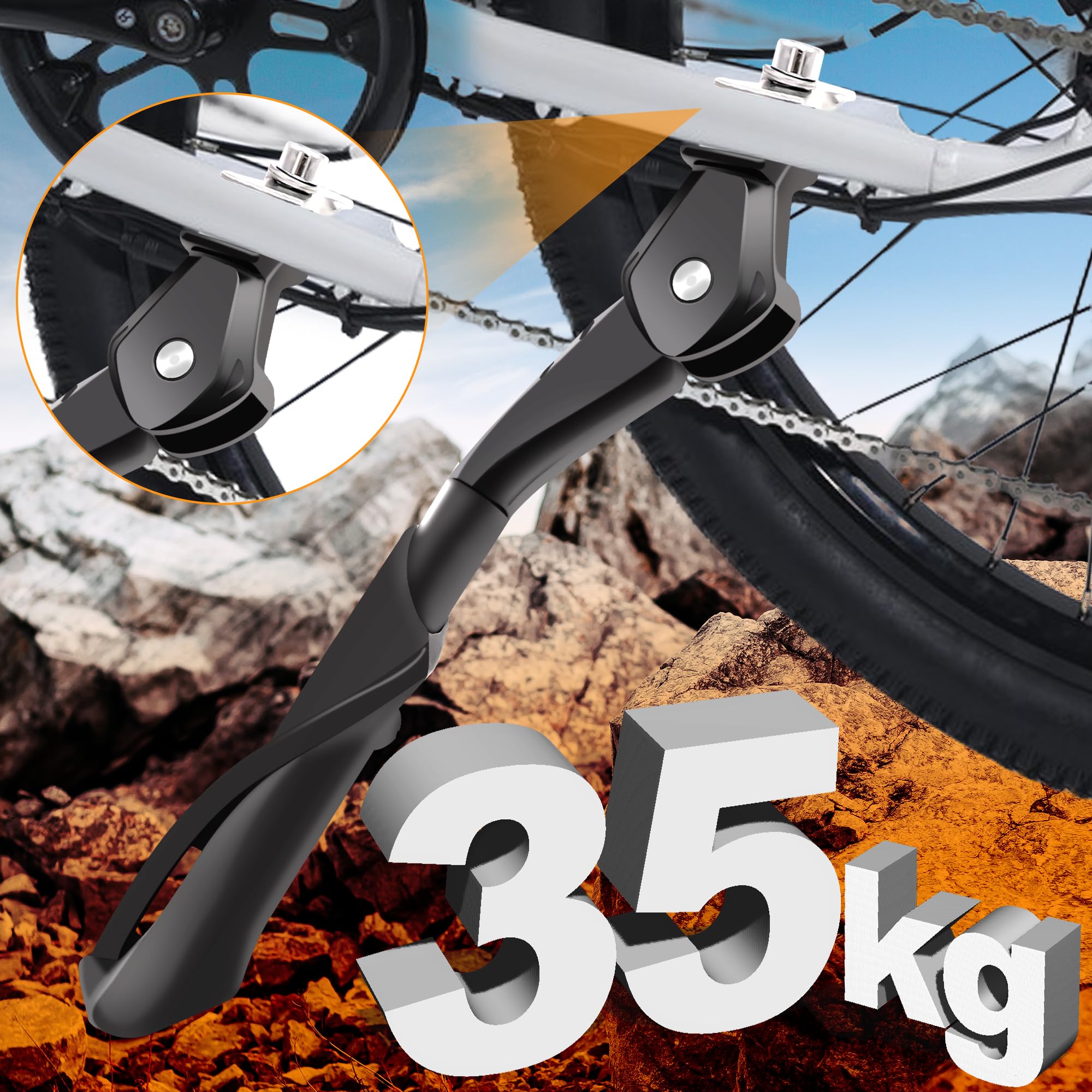 Béquille Double Pour Vélo Réglable – Hauteur 35-40 Cm, Compatible Vélos 24 à 29 Pouces | En Alliage D'aluminium, Patins Antidérapants, Montage Facile Sans Outil