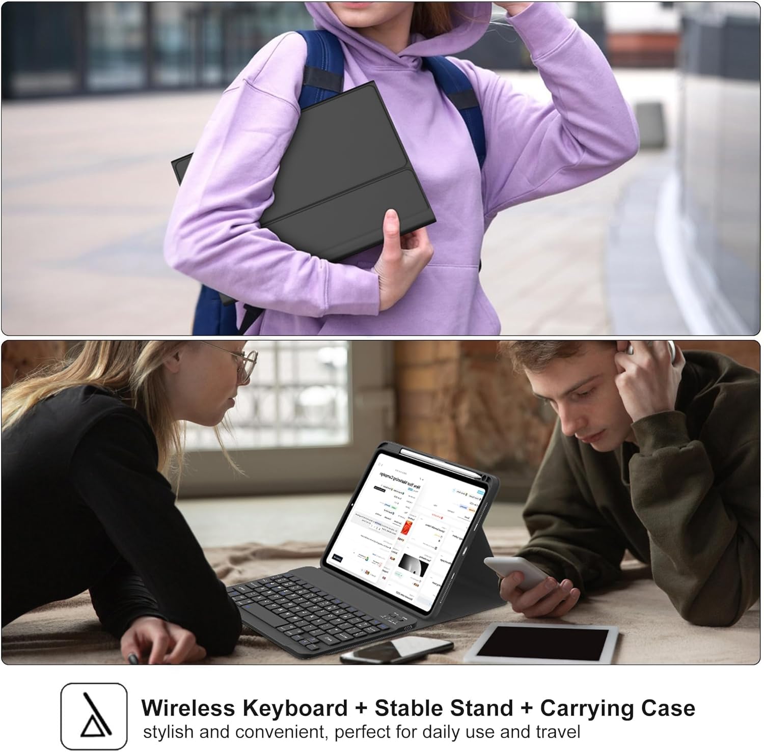 JADEMALL for iPad Pro 11 Inch Case with Keyboard (M4) 5th Generation 2024, 7 Colors Backlit, Wireless Bluetooth Detachable Keyboard, Auto Sleep/Wake, Smart Folio Cover with Pencil Holder, Space Black