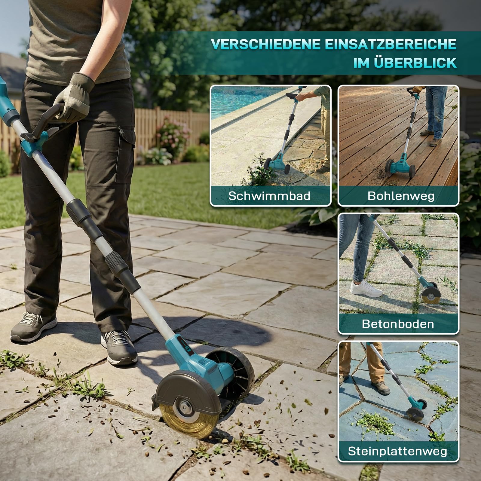 ohyes Akku-Fugenreiniger Kompatibel mit Makita 18v B Series Batterie mit verstellbarem Teleskopführungsgriff für Garten und Hof(Batterie Nicht enthalten)