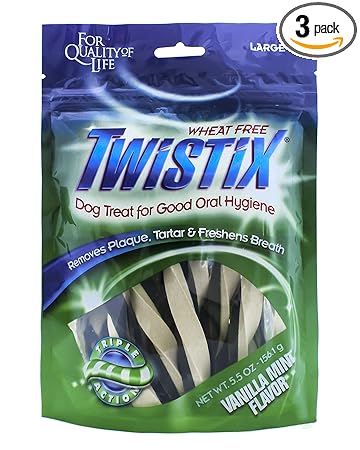 Twistix Vanilla Mint Dog Treats, Large, 156 Gram (Pack of 3)