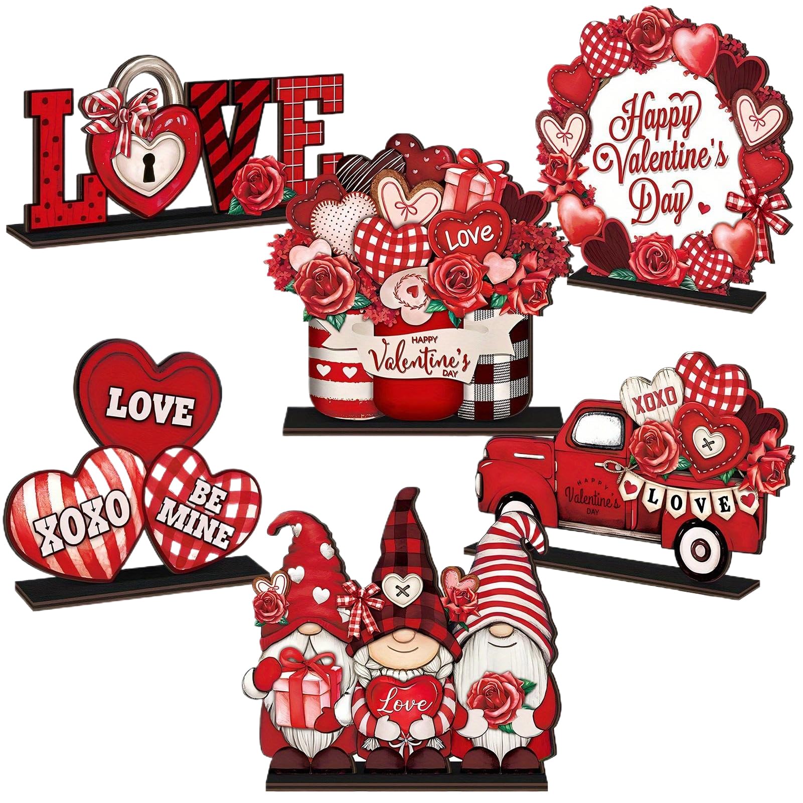 Lixsazse Valentines Gnome Table Decorations Featuring Bright Colors Eye-Catching Romantic Ambiance For Home Classic Valentines Day Decorations Featuring