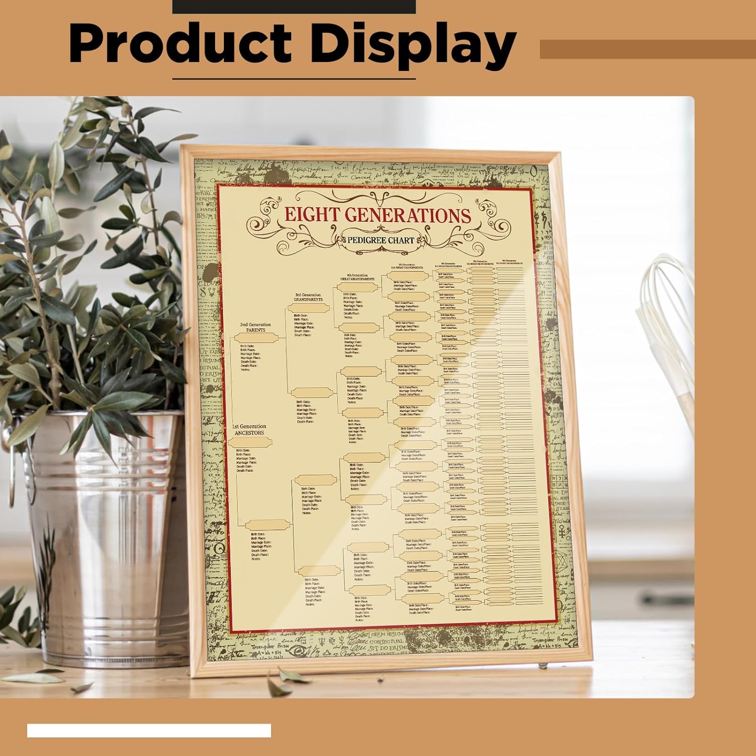 Sinload 30 Pcs Family Tree Charts to Fill in Genealogy Charts 8 Generation 255 Name Spaces Genealogy Organizer Pedigree Charts for Genealogy Ancestry Family History Reunions Lineage, 17 x 22 Inch