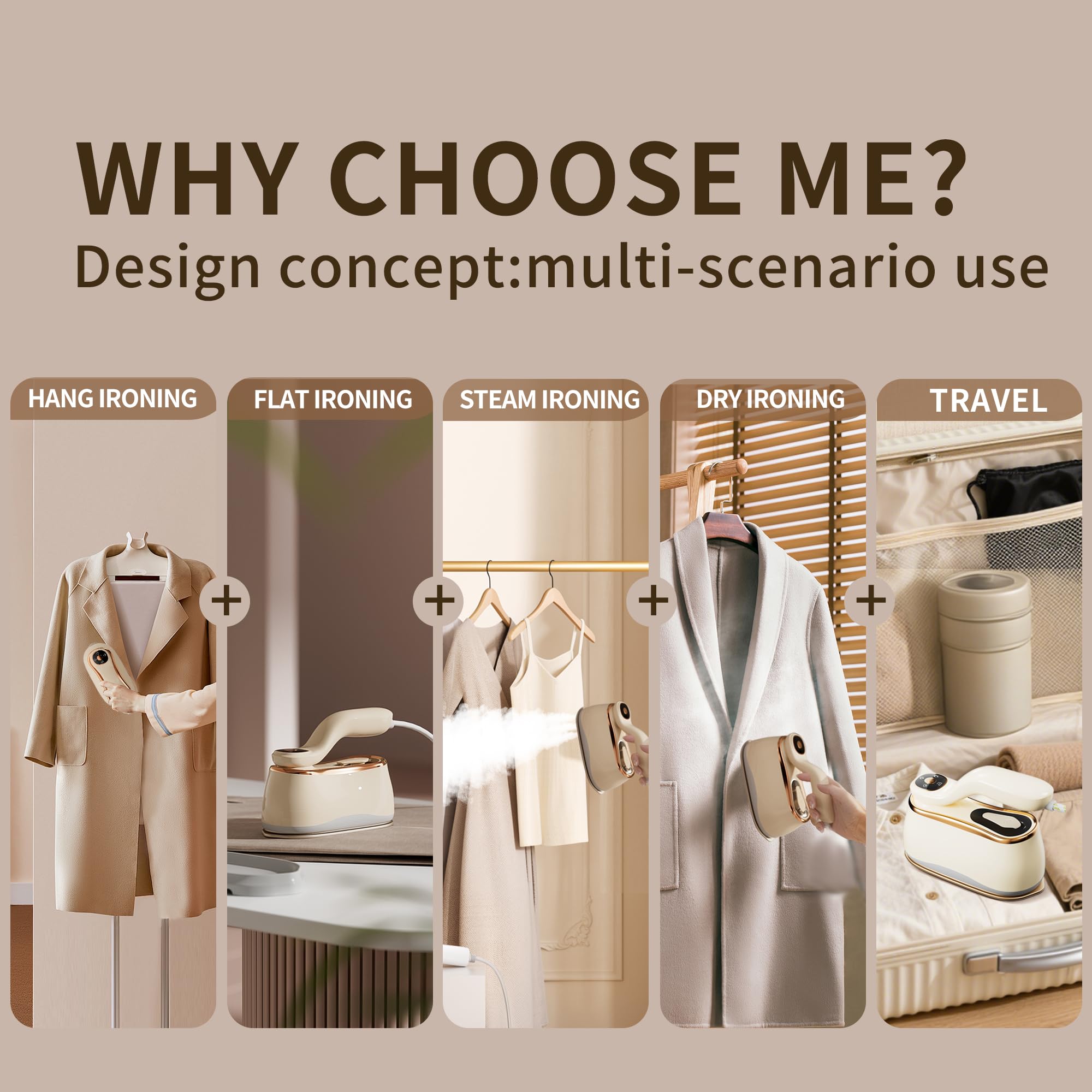 Mitdir Ferro da stiro portatile 175x80mm Ceramic Glass Panel Iron LCD 220ml Water Tank 1200W & 15s Fast Heat Up 4-speed Steamer for Clothes of all Fabrics Dry & Wet Iron for Home Travel Business Trip