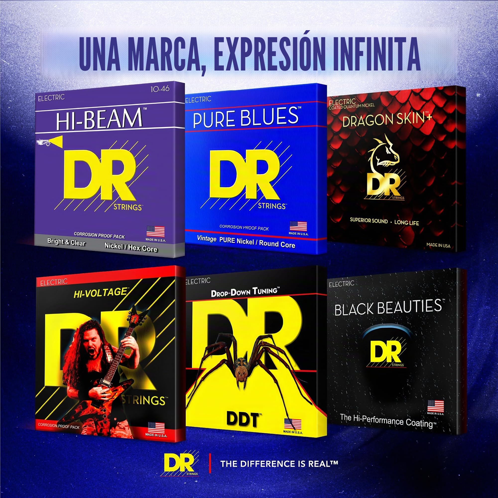 DR Strings PHR-10 Pure Blues - Cuerdas para guitarra eléctrica, 10-46, paquete de 3, PHR-10-3PK
