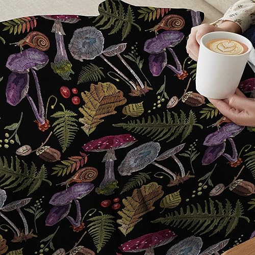 Miniatura 5 de Nagasena Manta de hongos del bosque salvaje, manta cálida para cama para sofá y mascota, ultra lujosa, cálida y acogedora para todas las estaciones,
