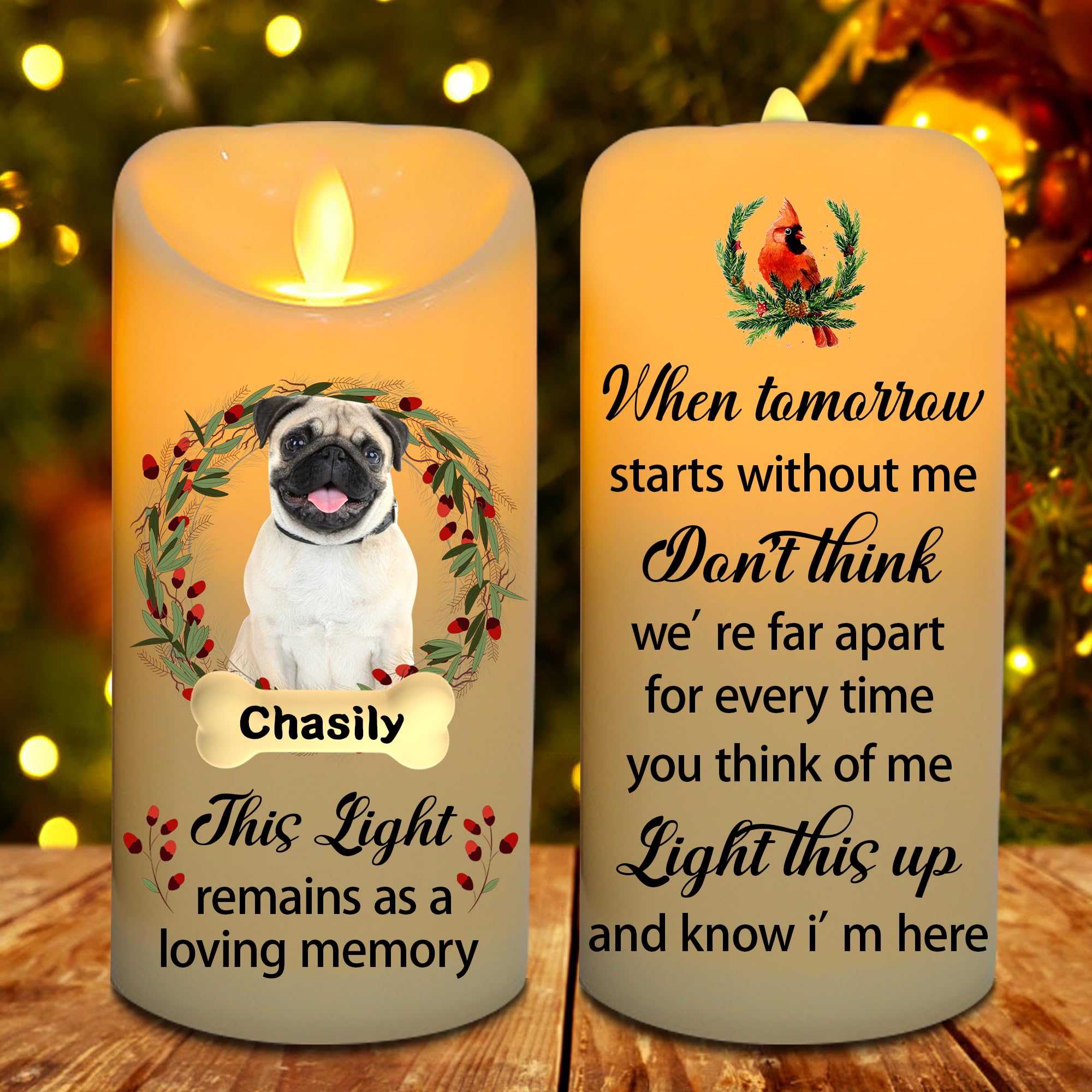 Ozinna Custom Dog Cat Photo Memorial Flameless Candle,Light This Up And Know I'm Here Personalized LED Candle Lights,Pet Dog Cat Remembrance Gift,Pet Loss Gifts, Loss of Dog Sympathy Gift