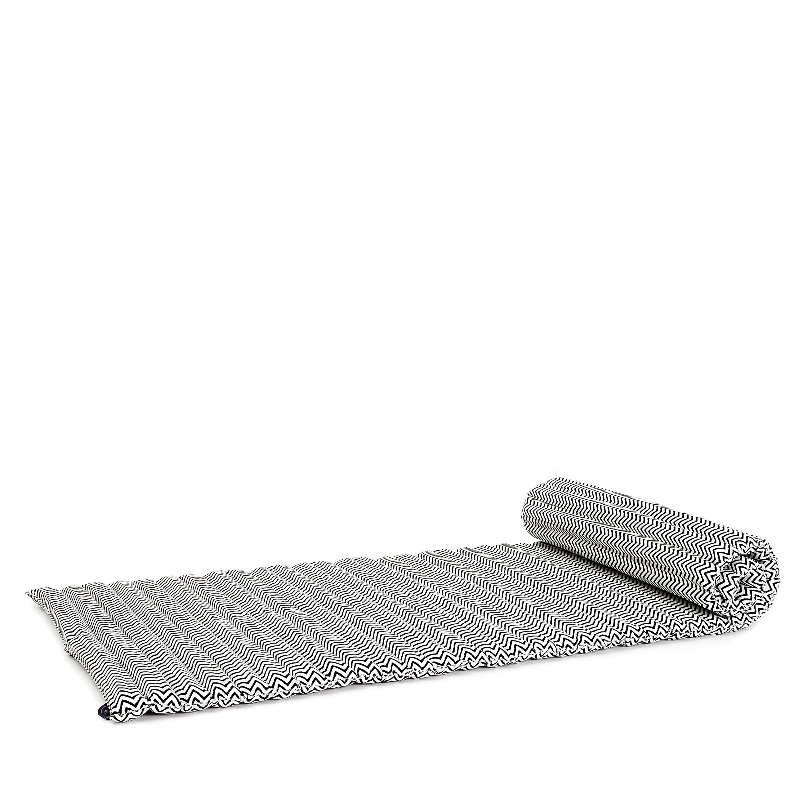 Leewadee - Foldable Floor Mattress - Japanese Roll Up Futon -Trifold Tatami Mat- Guest Floor Bed - Camping Mattress - Thai Massage Mat, Kapok Filled, 75 x 20 inches, Black White