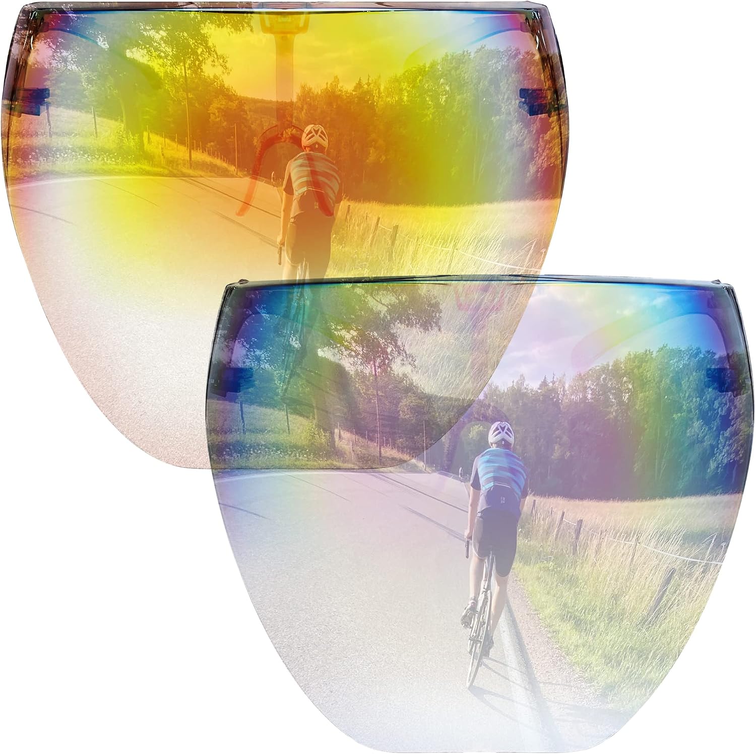 Cyxus 2-Pack Sun Visor UV Protection Tinted Shield Cover Women Men Sports Full Face Sunglasses Mirrored Futuristic Shades Glasses